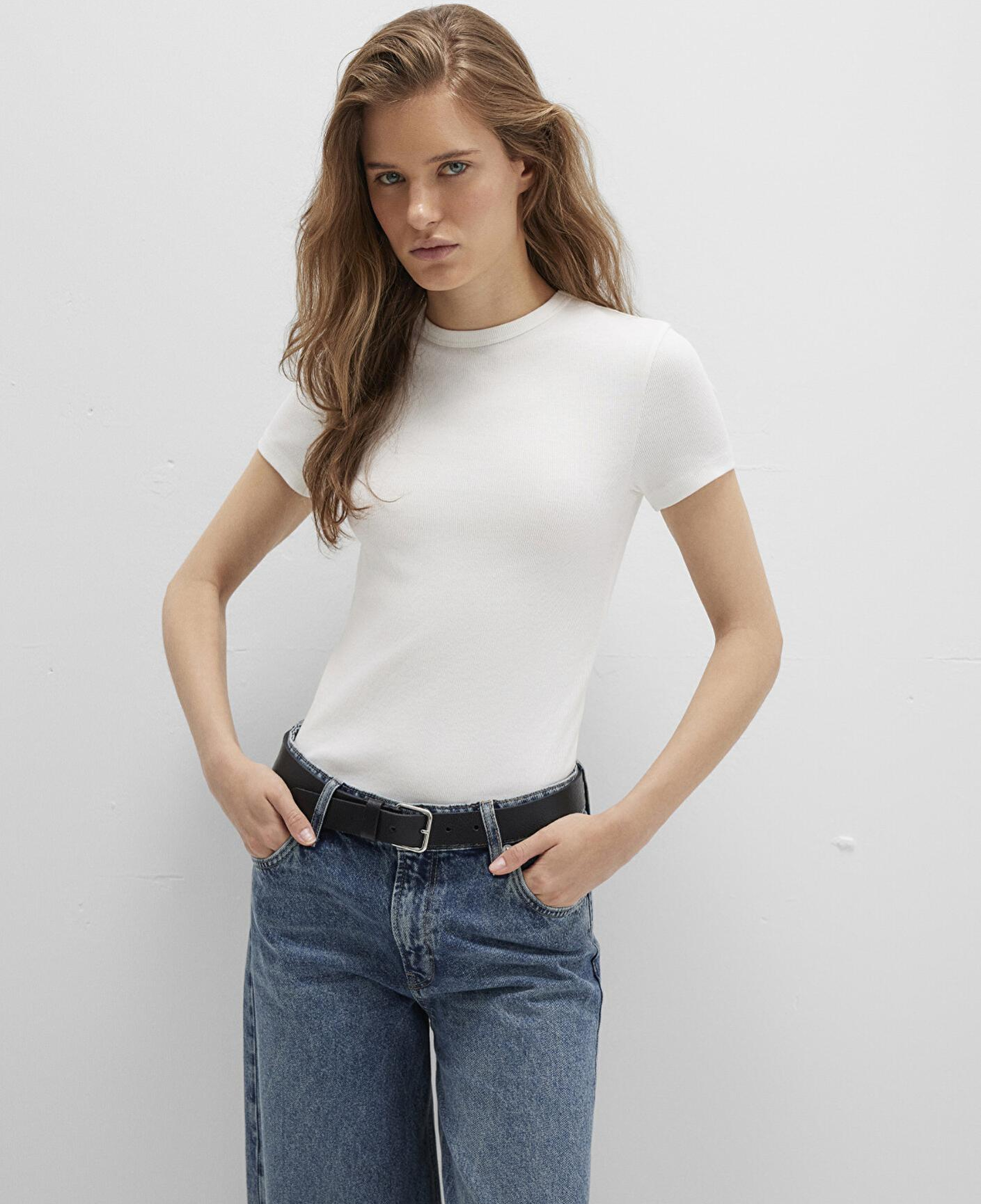 Mavi Beyaz Basic Tişört Fitted / Vücuda Oturan Kesim 1613081-70057