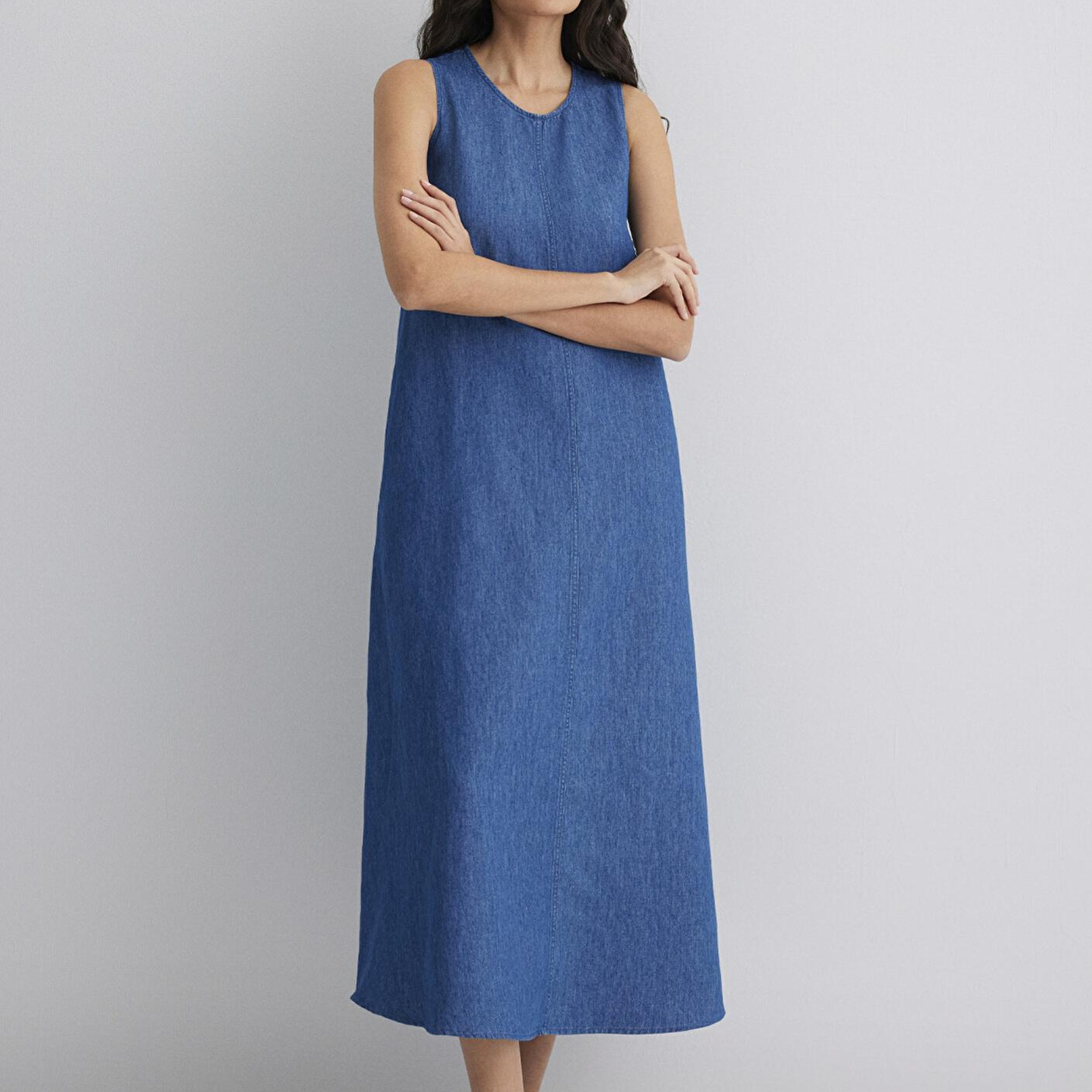 Mavi Keten Karışımlı Indigo Elbise 1310668-82052