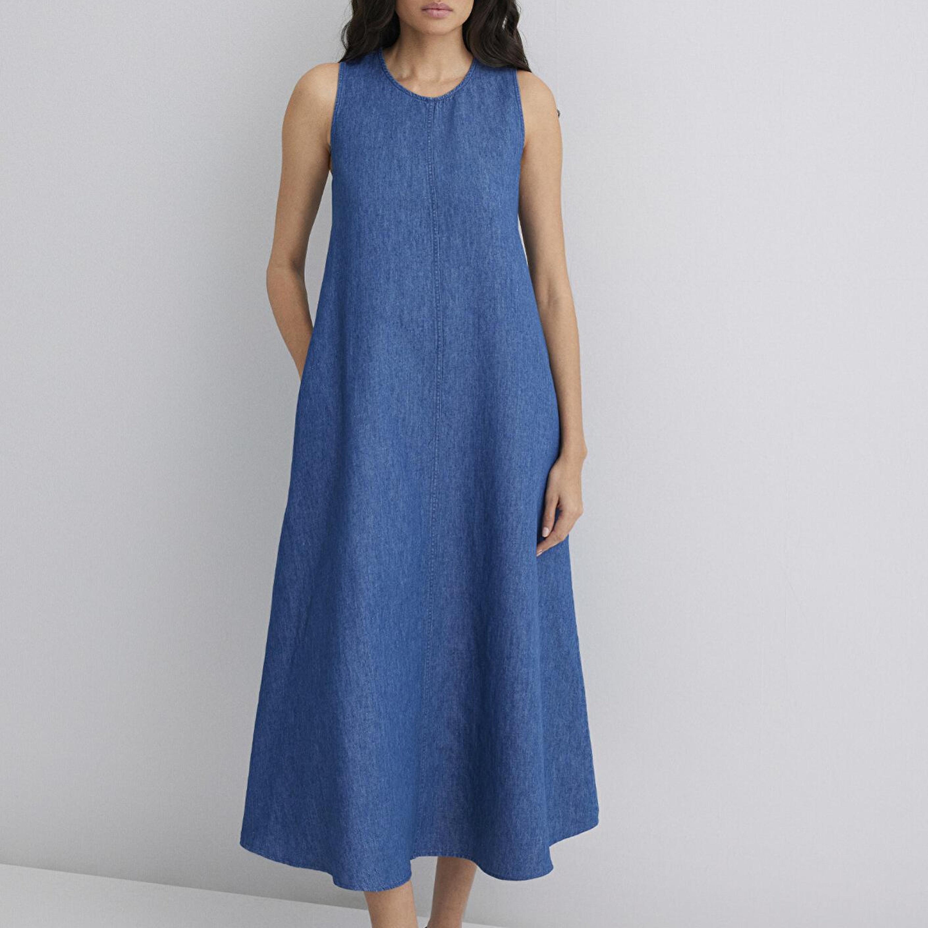 Mavi Keten Karışımlı Indigo Elbise 1310668-82052