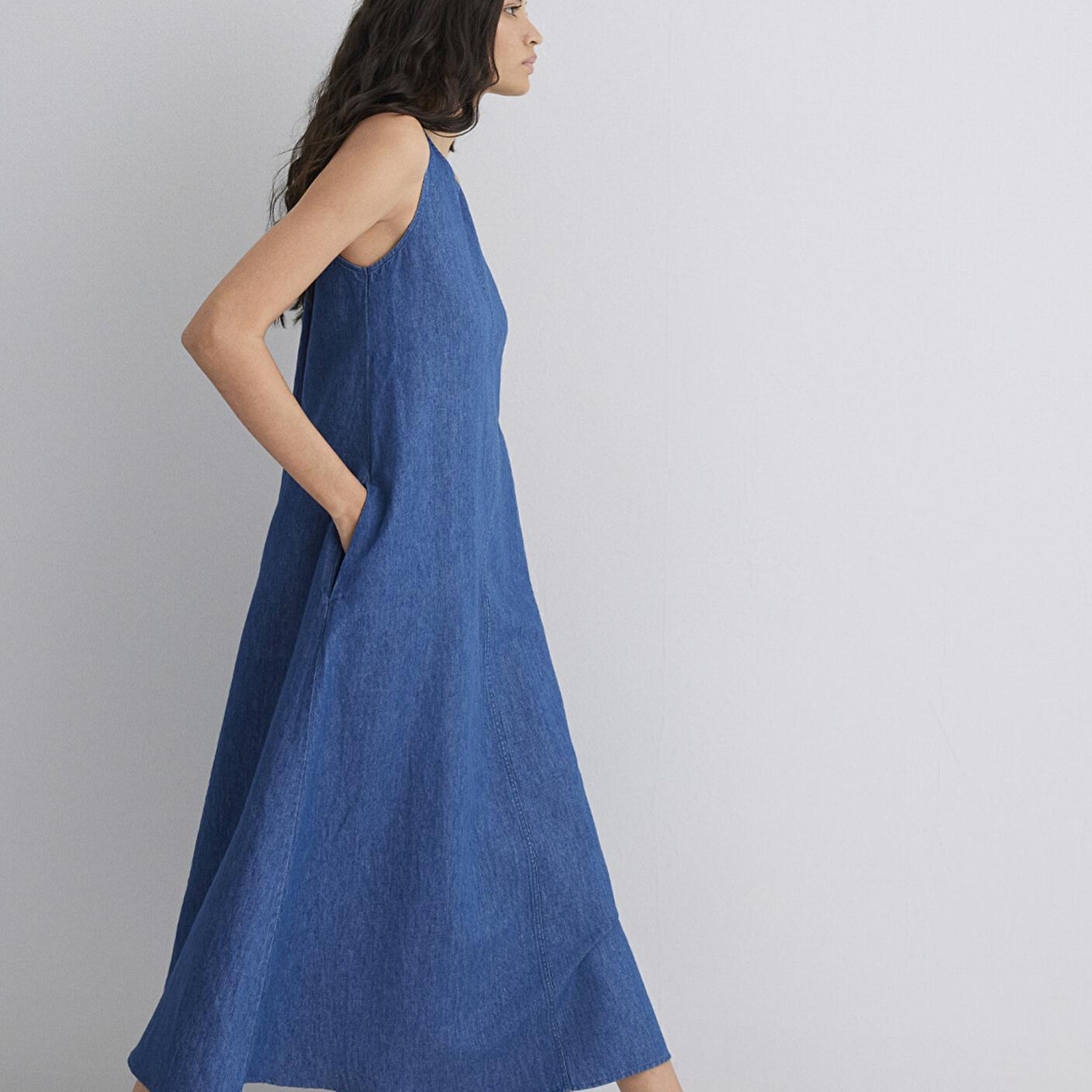 Mavi Keten Karışımlı Indigo Elbise 1310668-82052