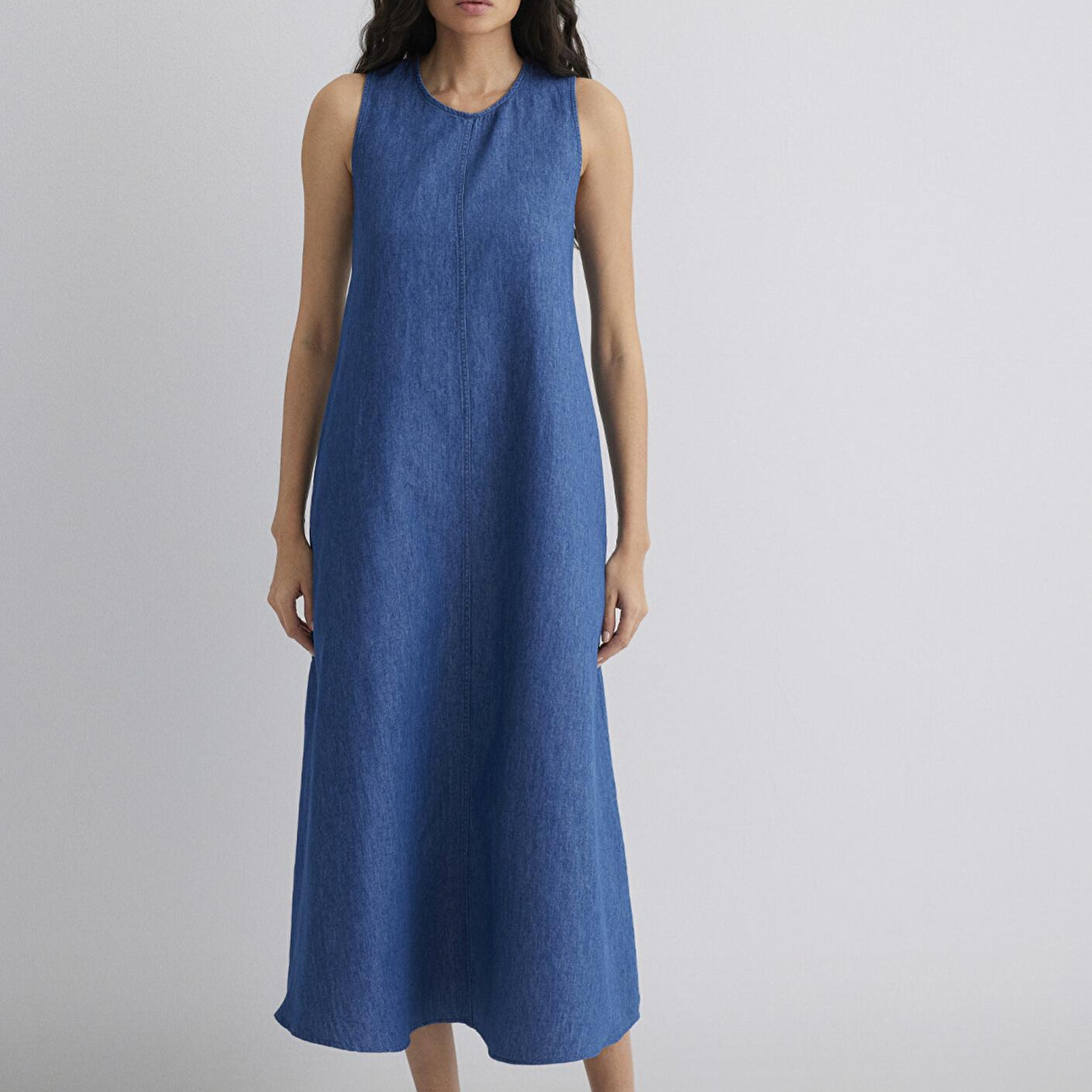 Mavi Keten Karışımlı Indigo Elbise 1310668-82052