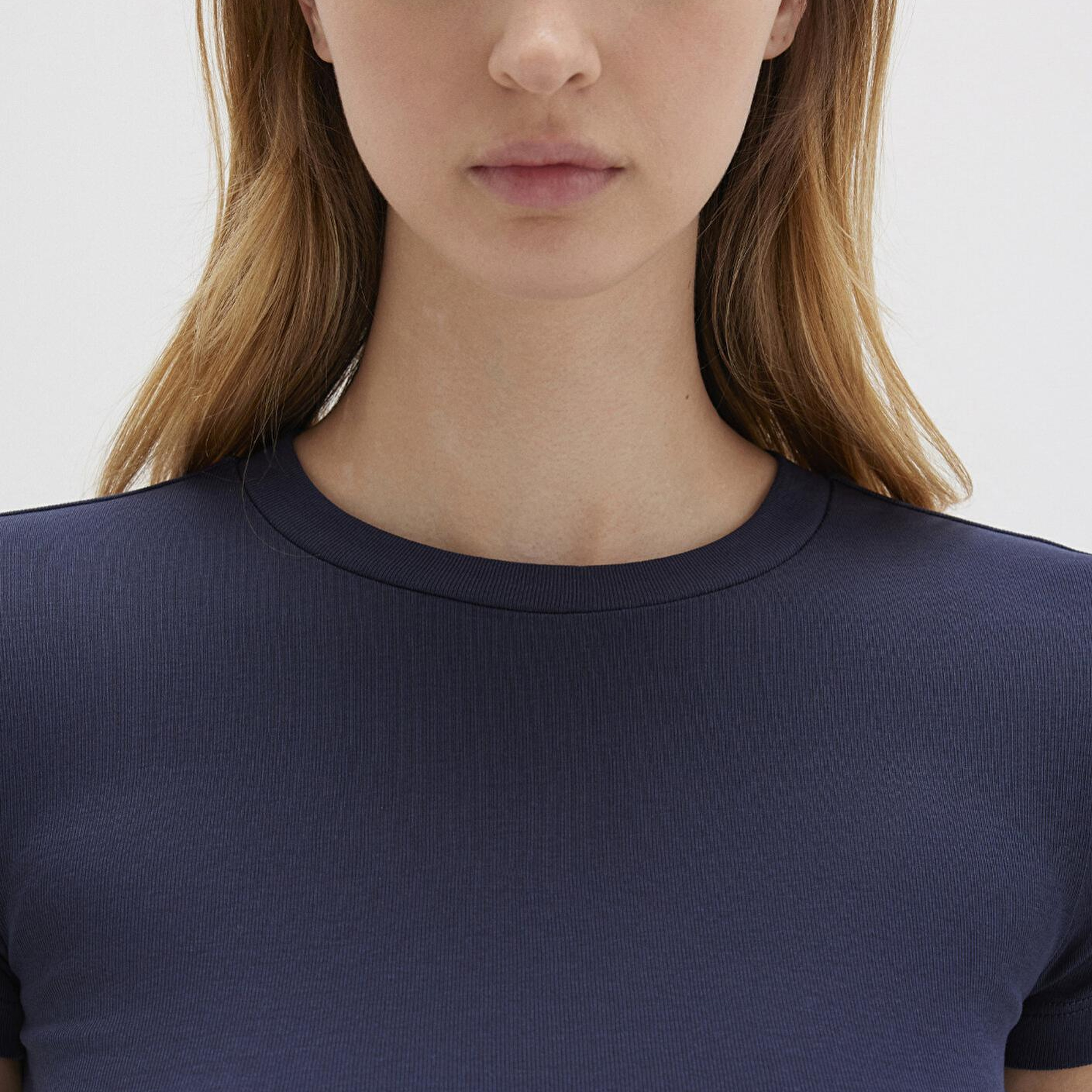 Mavi Lacivert Basic Crop Tişört Crop / Kısa Kesim 1600814-85315