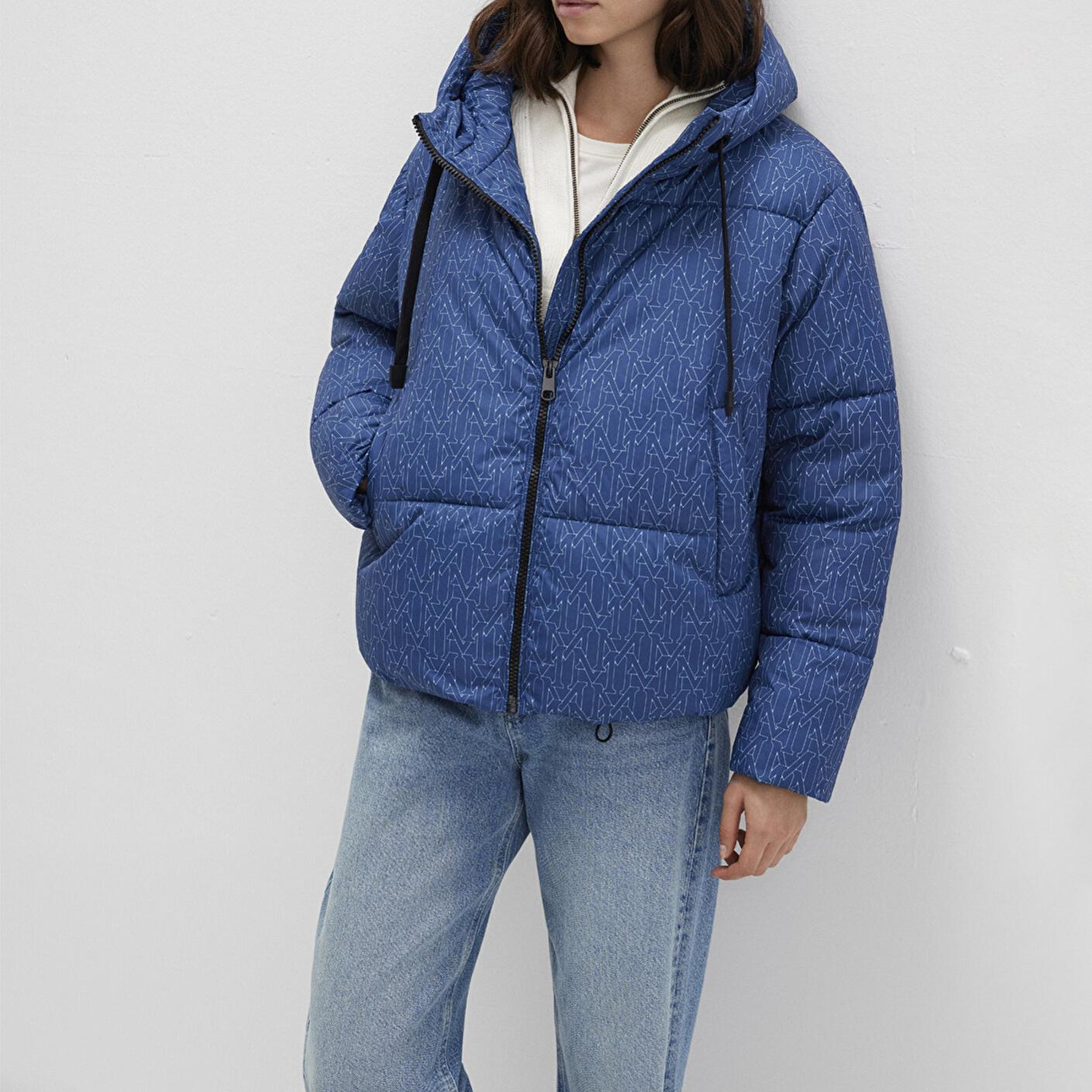 Mavi Su İtici Kapüşonlu Lacivert Şişme Mont 1110706-90368