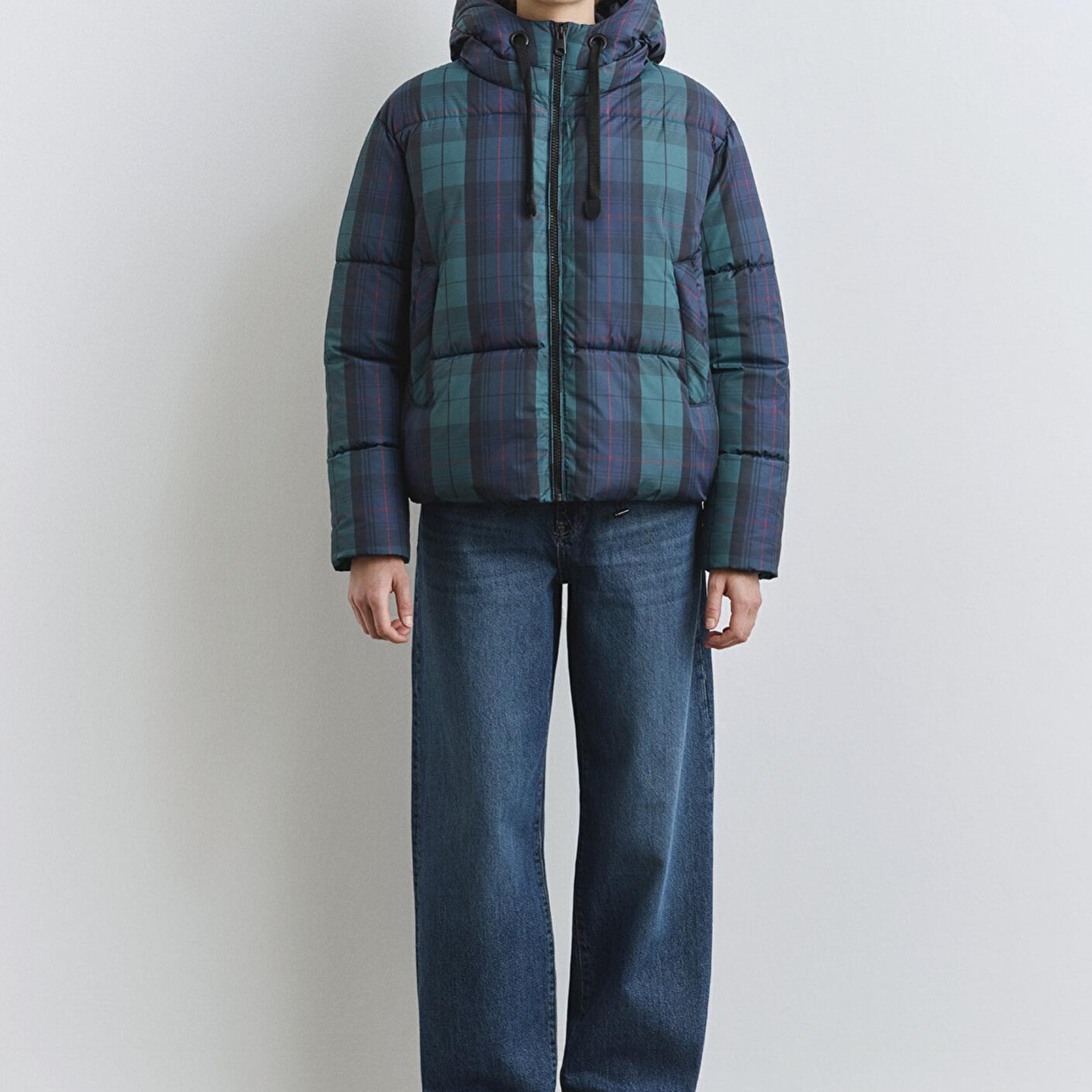 Mavi Su İtici Kareli Şişme Mont 1110706-90380