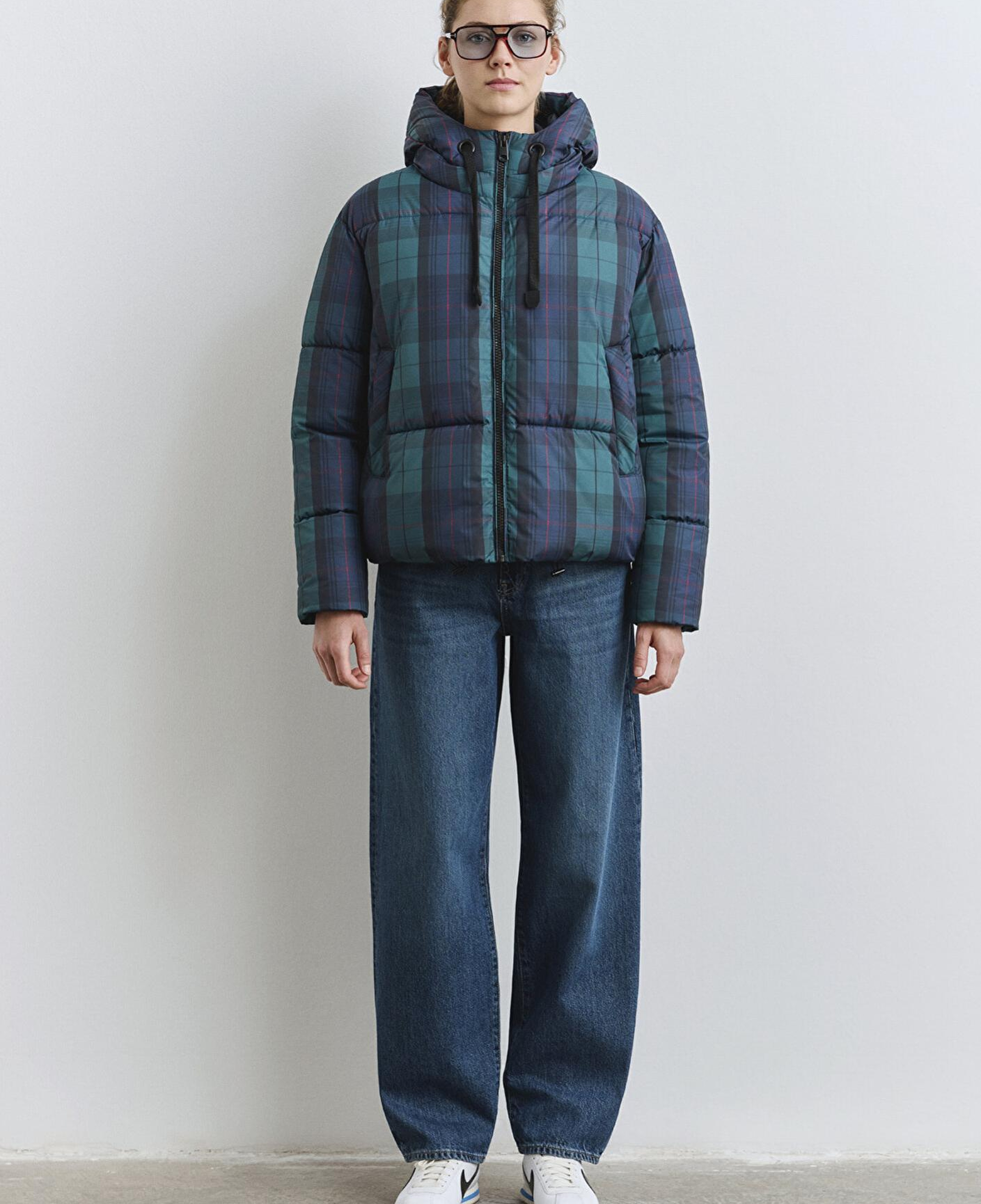 Mavi Su İtici Kareli Şişme Mont 1110706-90380