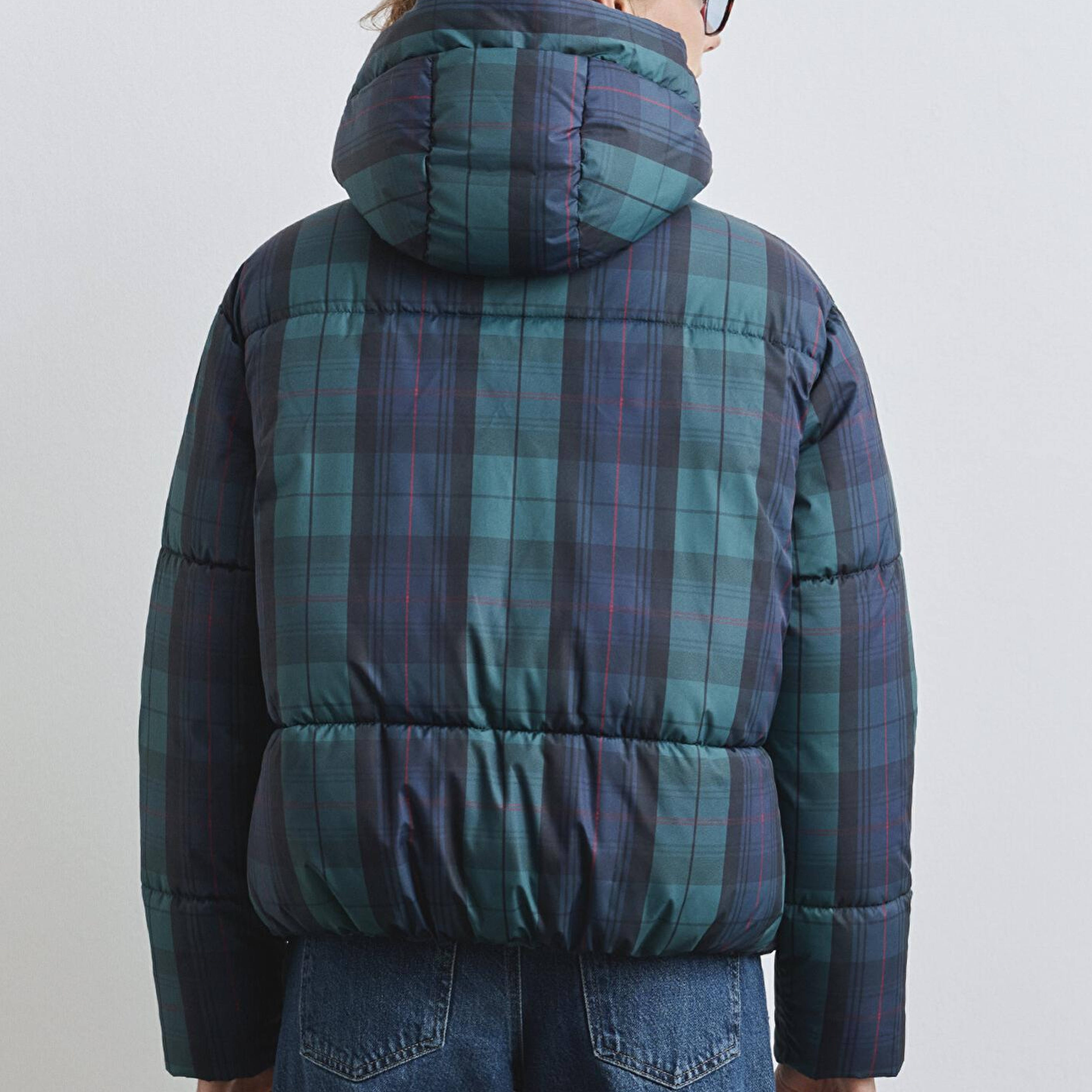 Mavi Su İtici Kareli Şişme Mont 1110706-90380