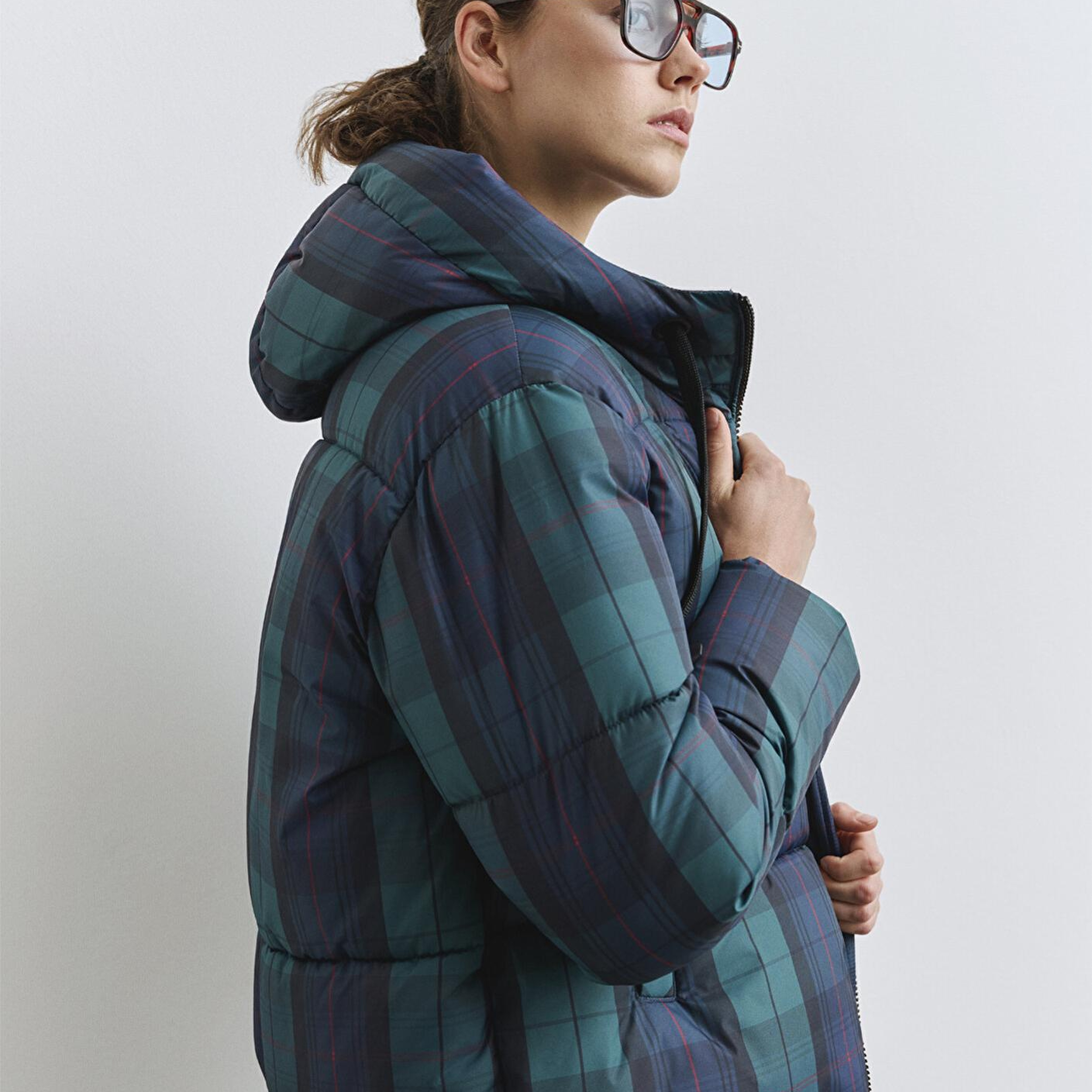 Mavi Su İtici Kareli Şişme Mont 1110706-90380