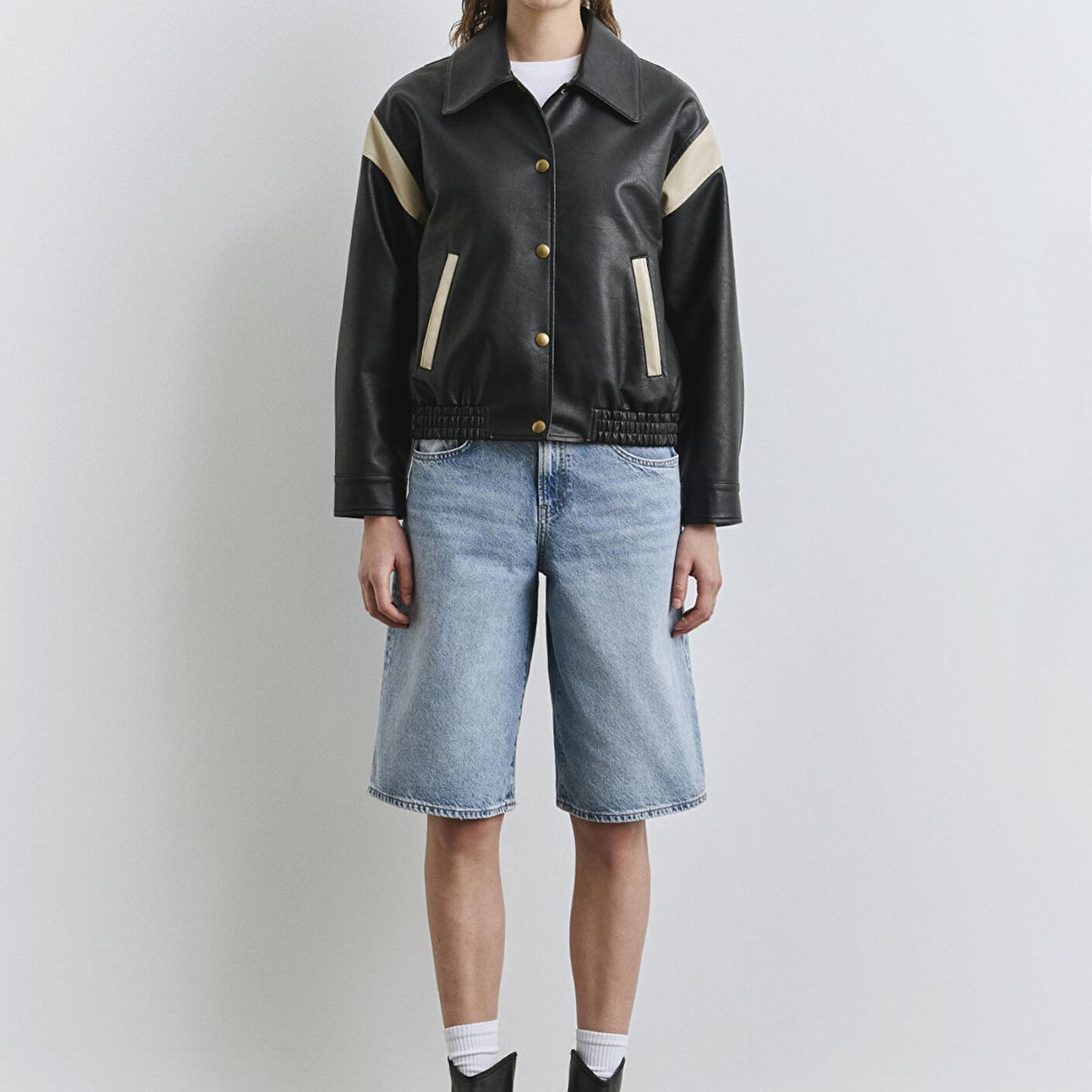 Mavi Siyah Suni Deri Ceket Loose Fit / Bol Rahat Kesim 1110727-900