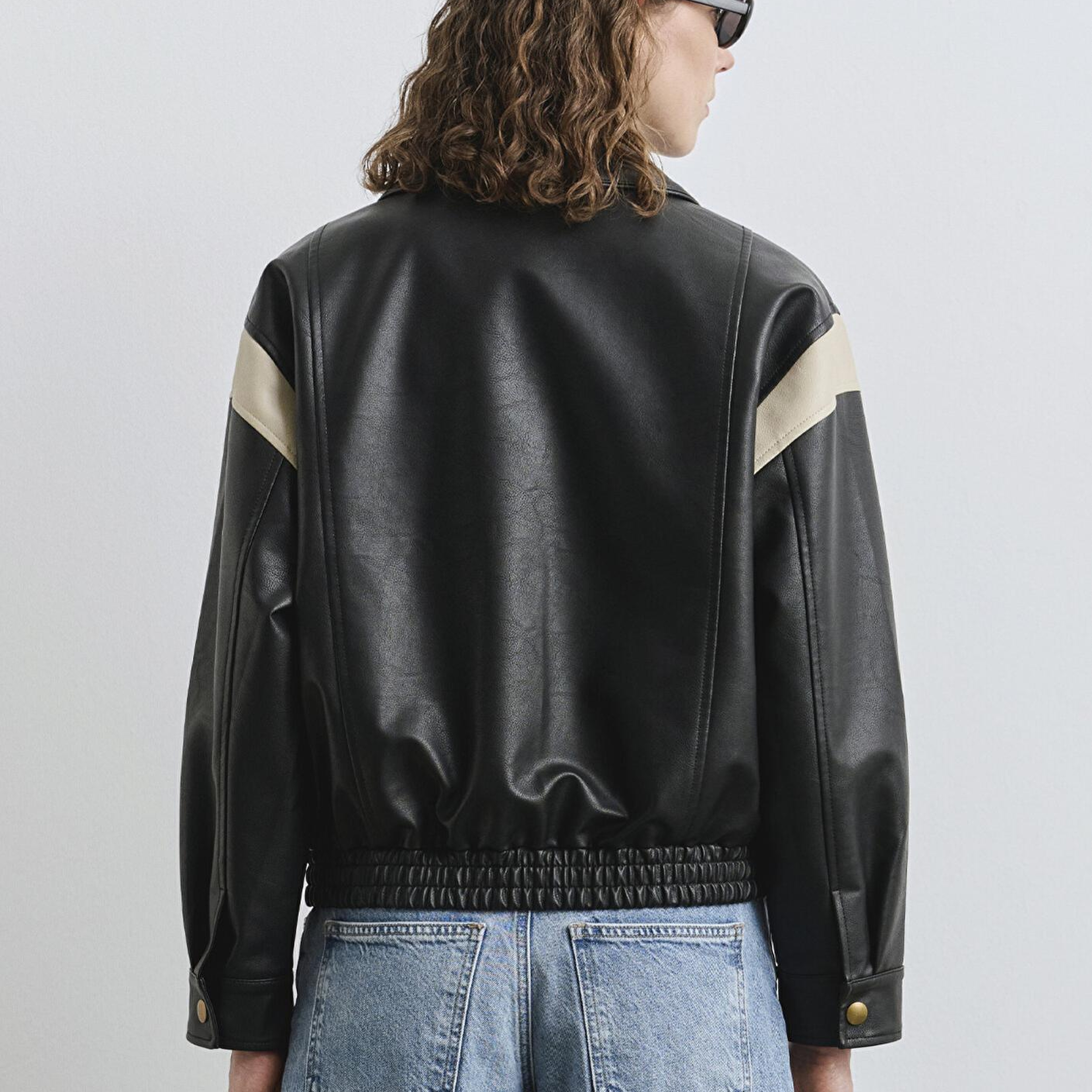 Mavi Siyah Suni Deri Ceket Loose Fit / Bol Rahat Kesim 1110727-900