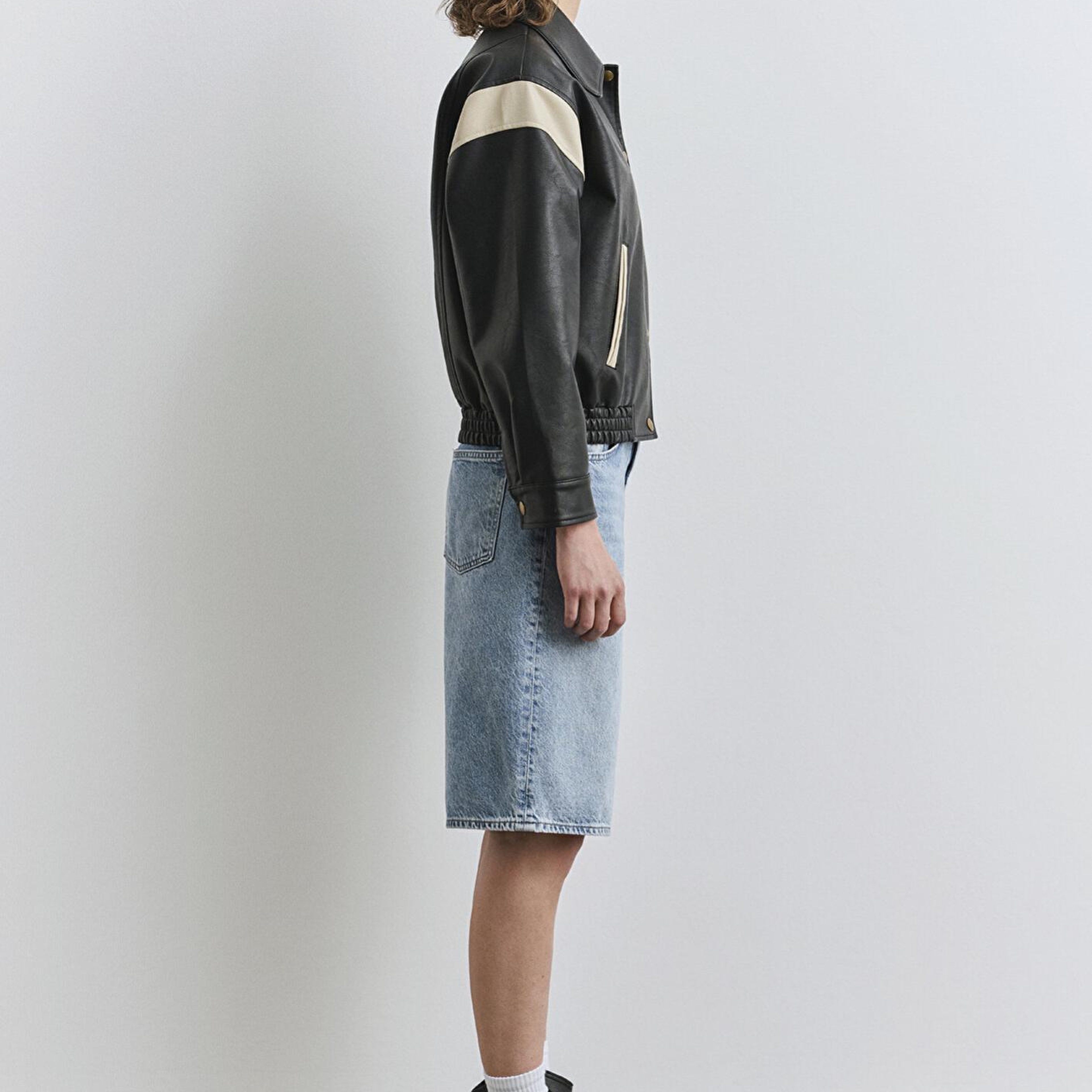 Mavi Siyah Suni Deri Ceket Loose Fit / Bol Rahat Kesim 1110727-900