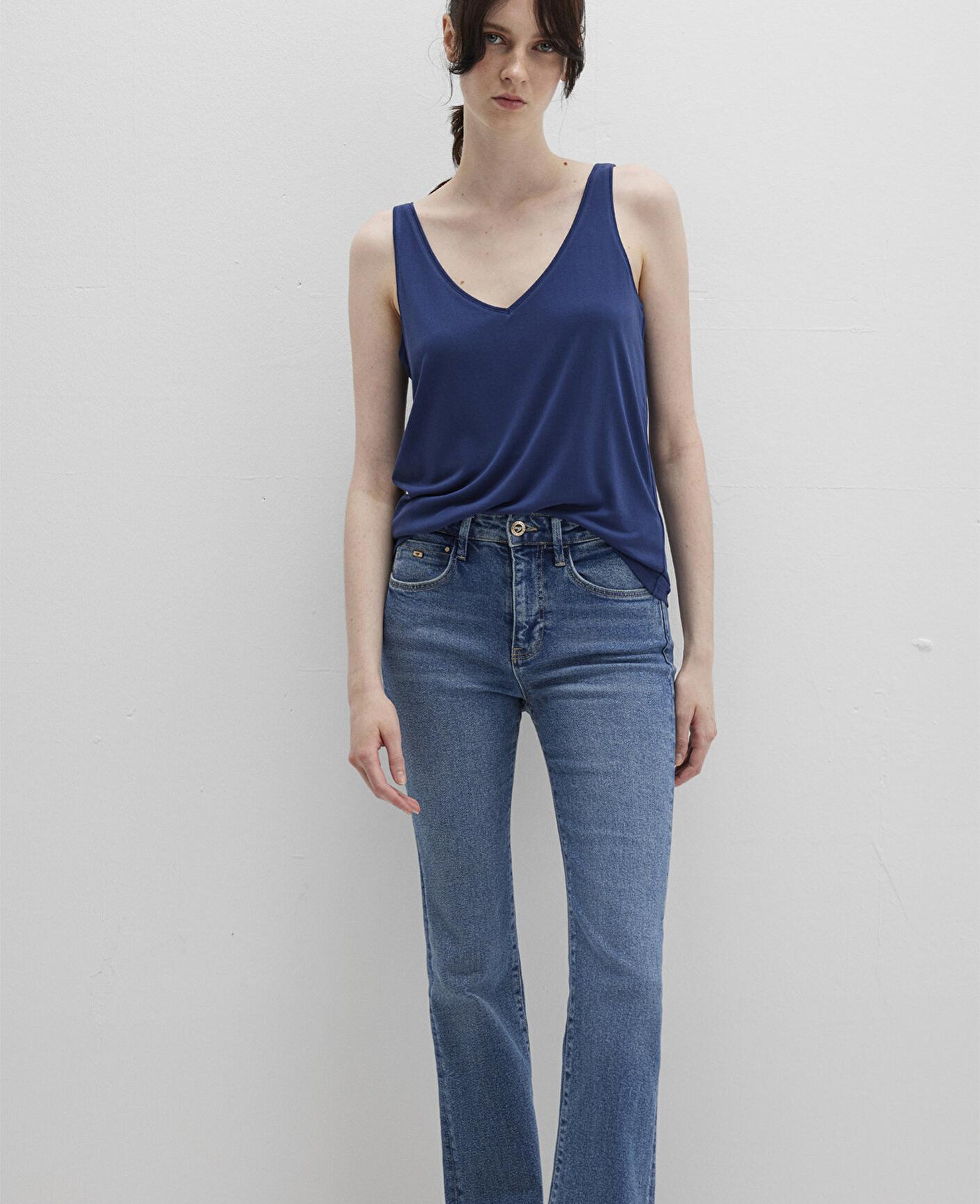 Mavi Dantel Detaylı (TENCEL™) Lacivert Modal Atlet Slim Fit / Dar Kesim 1613215-70491