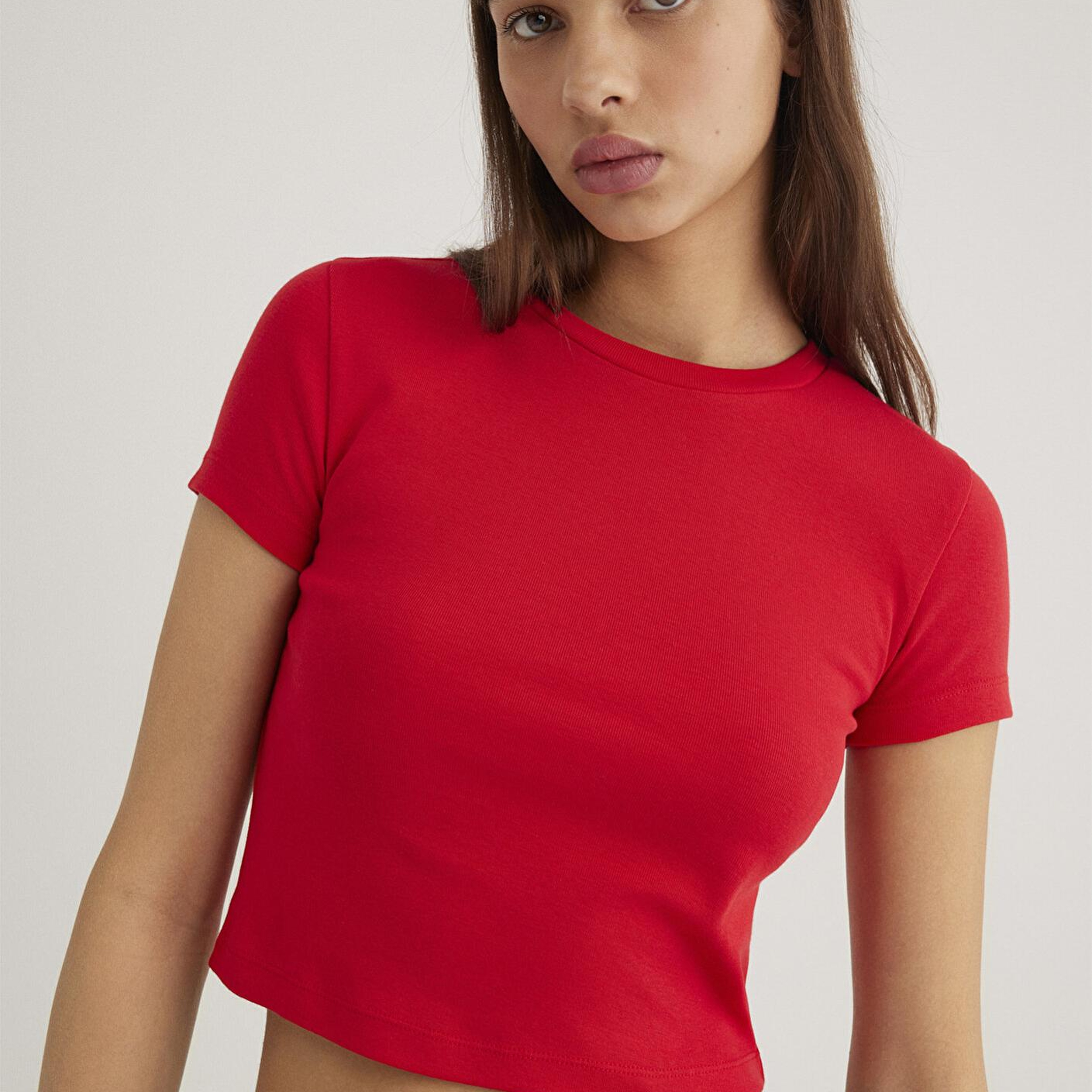 Mavi Kırmızı Basic Crop Tişört Crop / Kısa Kesim 1600814-70467