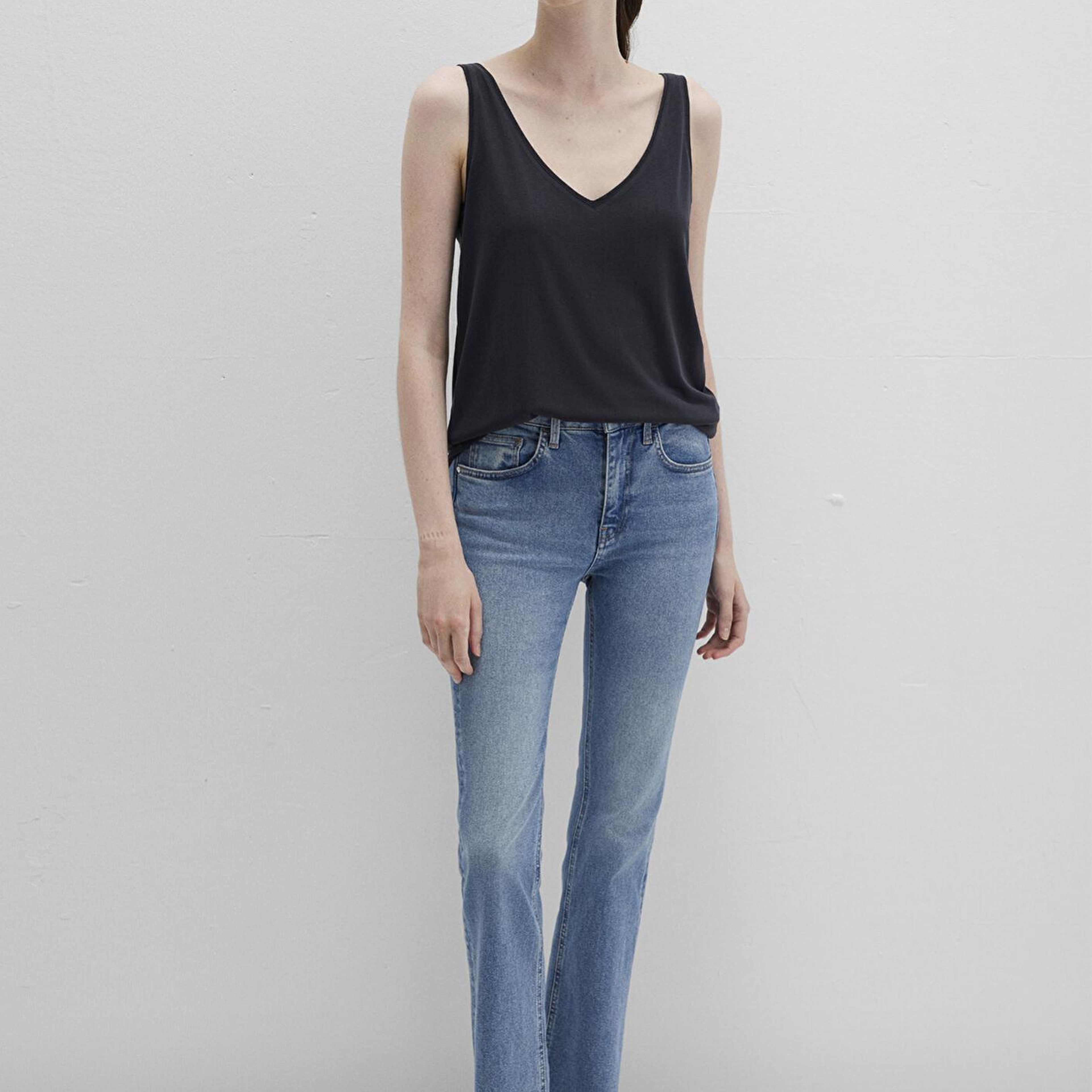 Mavi Dantel Detaylı (TENCEL™) Siyah Modal  Atlet Slim Fit / Dar Kesim 1613215-900