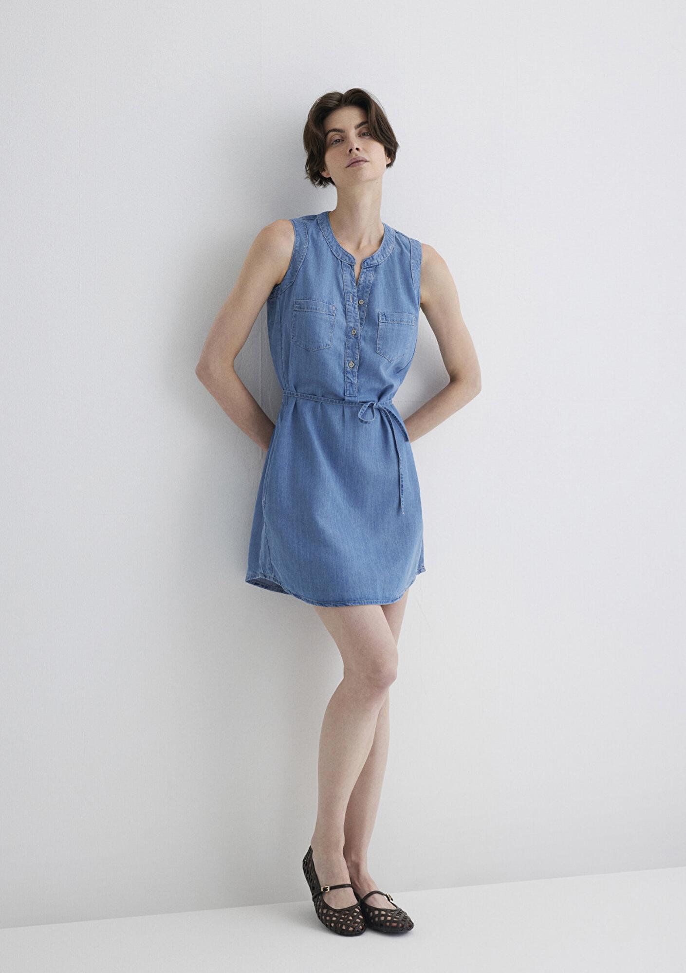 Mavi Suzy Gold Klasik Açık Mavi Jean Elbise 130317-89756