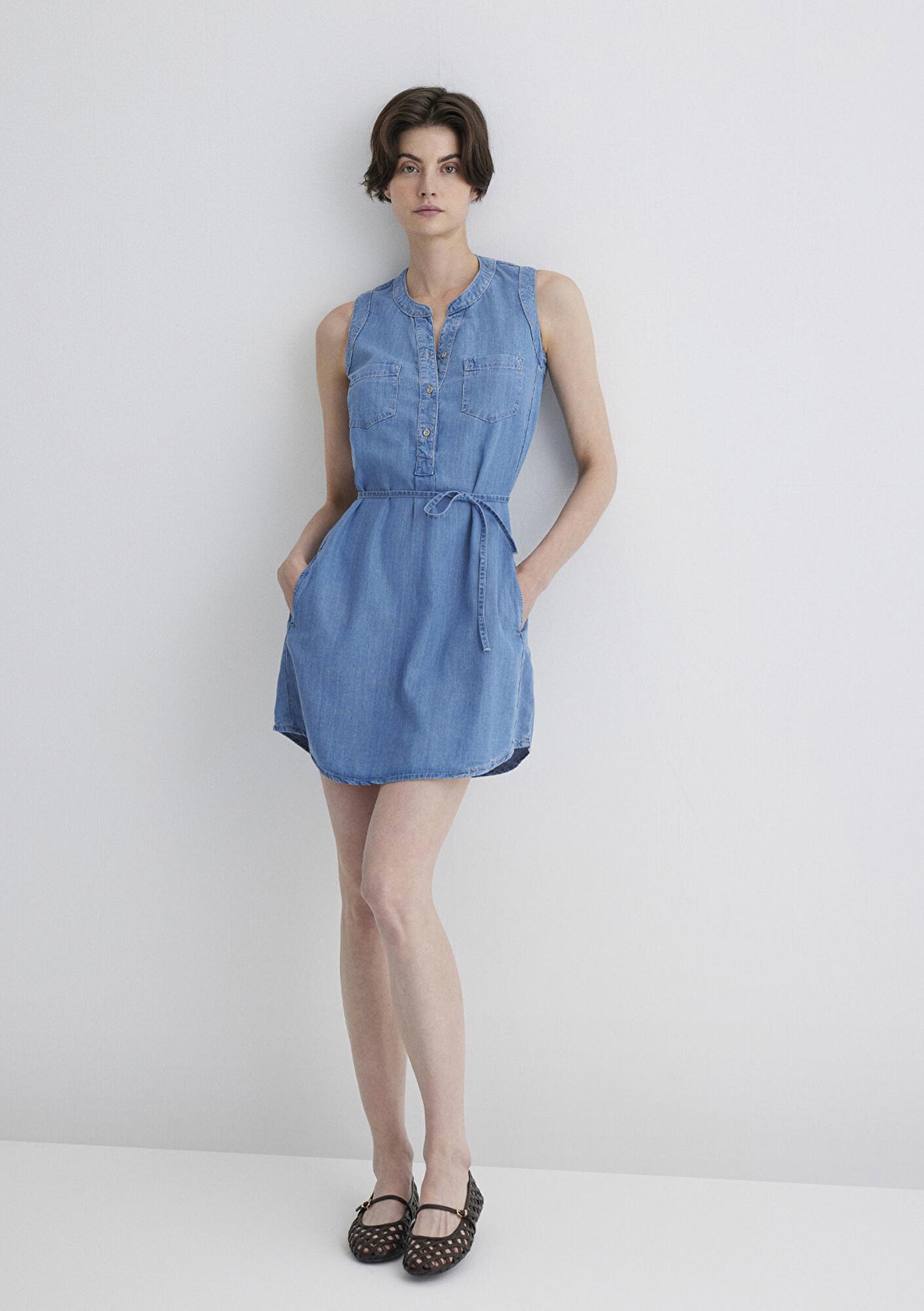 Mavi Suzy Gold Klasik Açık Mavi Jean Elbise 130317-89756