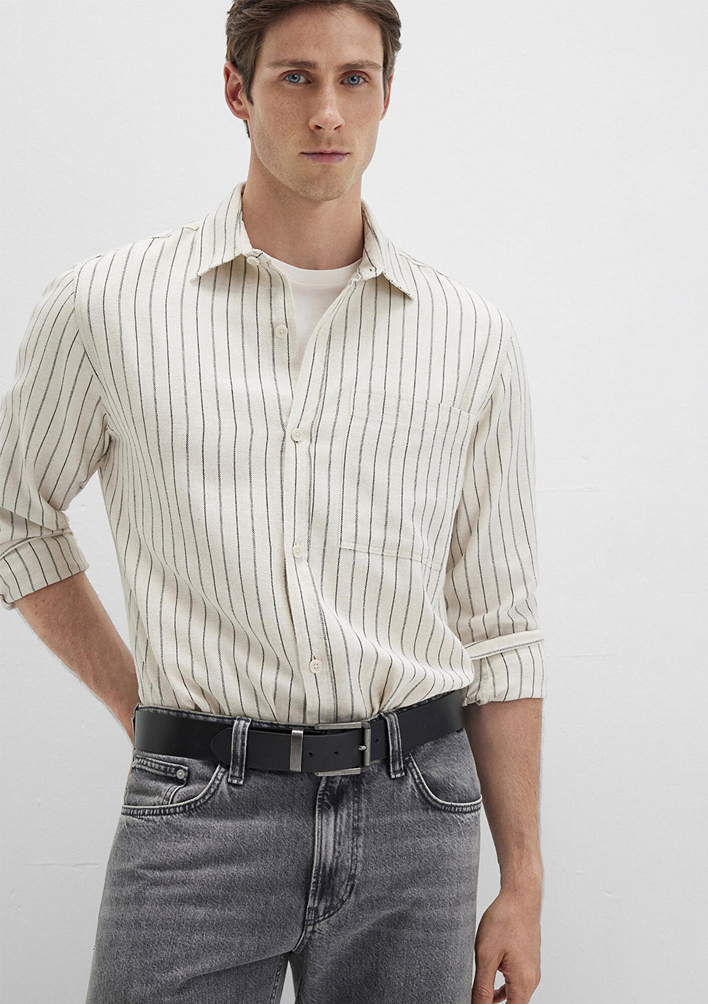 Mavi Siyah Suni Deri Kemer 0911874-900