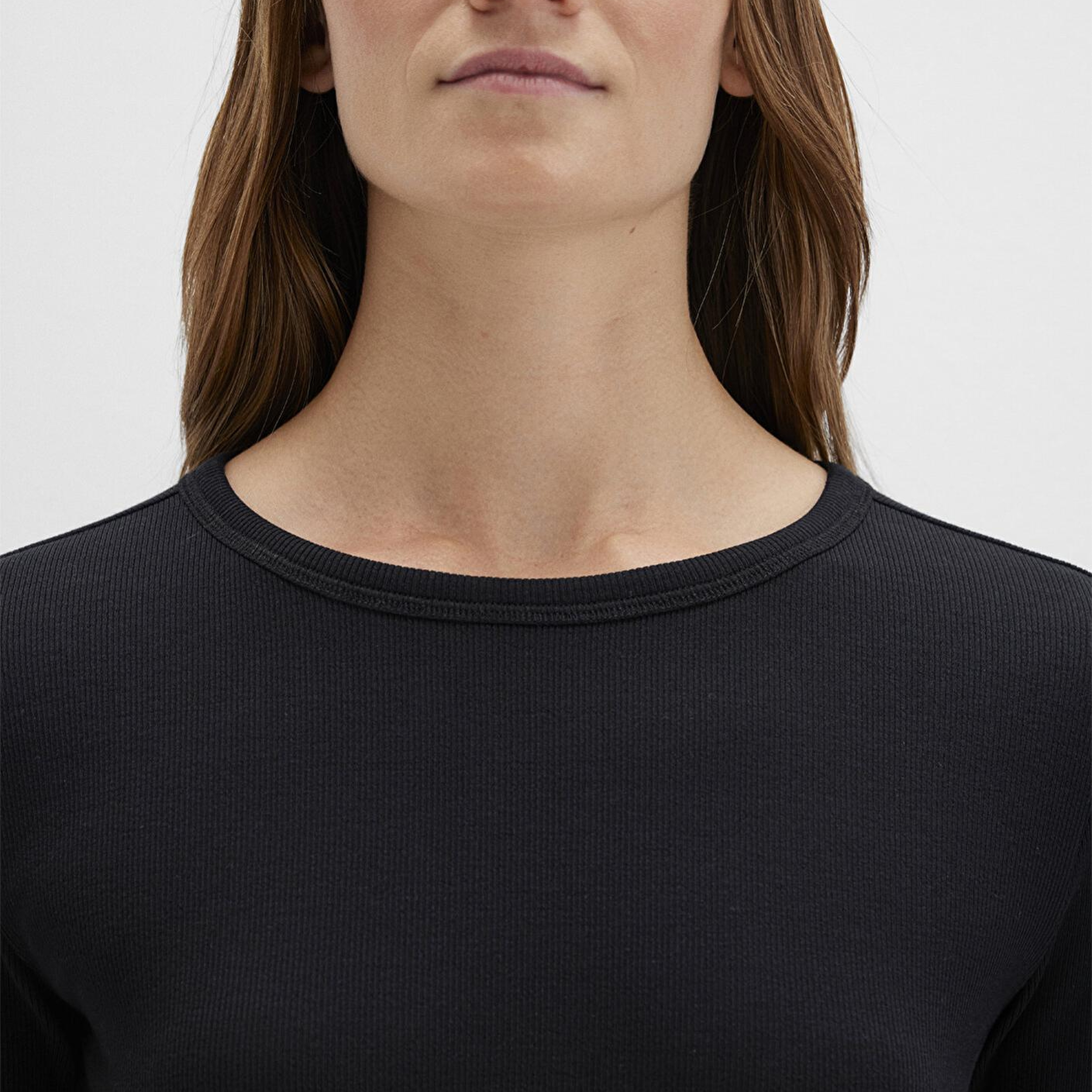 Mavi Uzun Kollu Siyah Basic Tişört Fitted / Vücuda Oturan Kesim 1613040-900