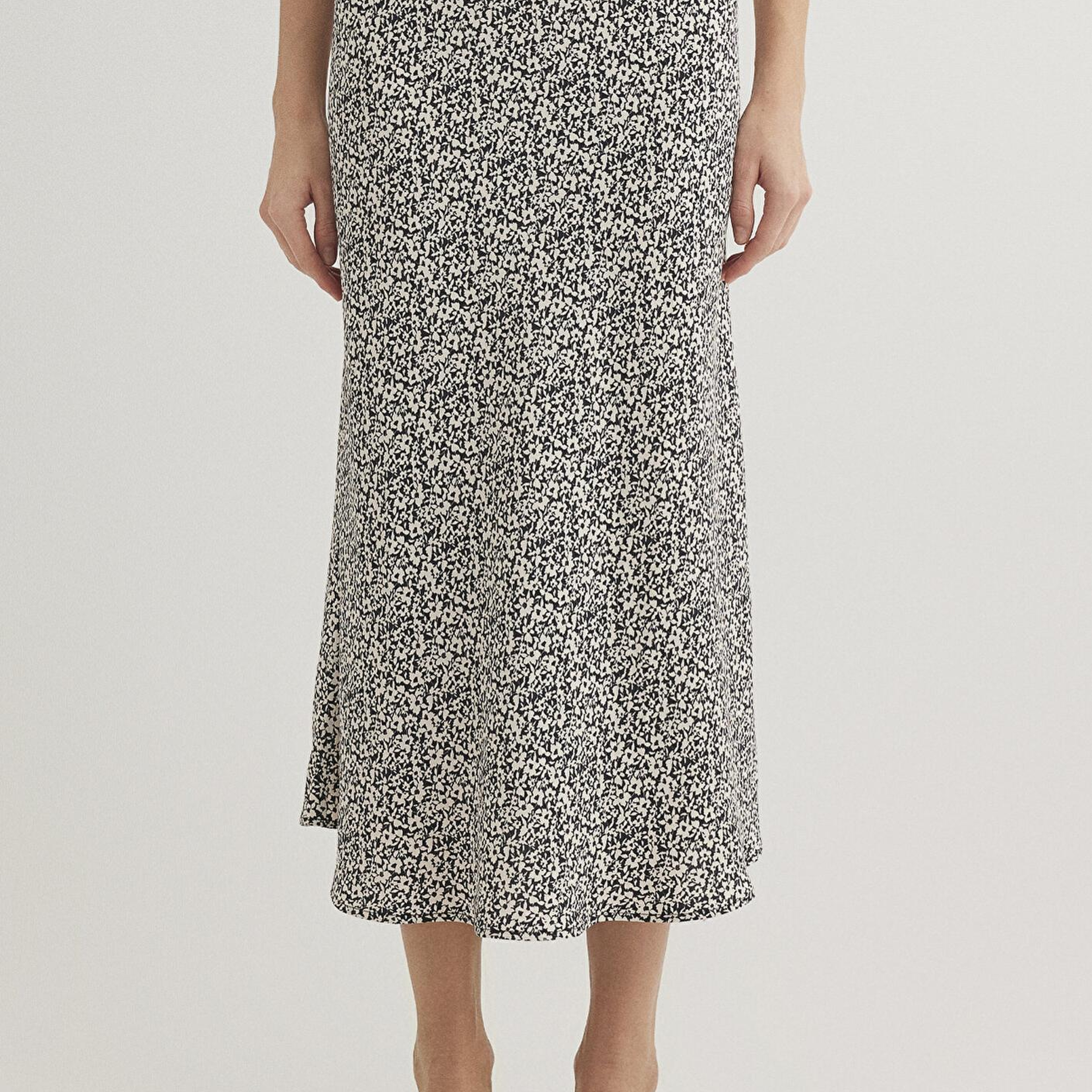 Mavi Baskılı Bej Midi Etek 1310583-89851