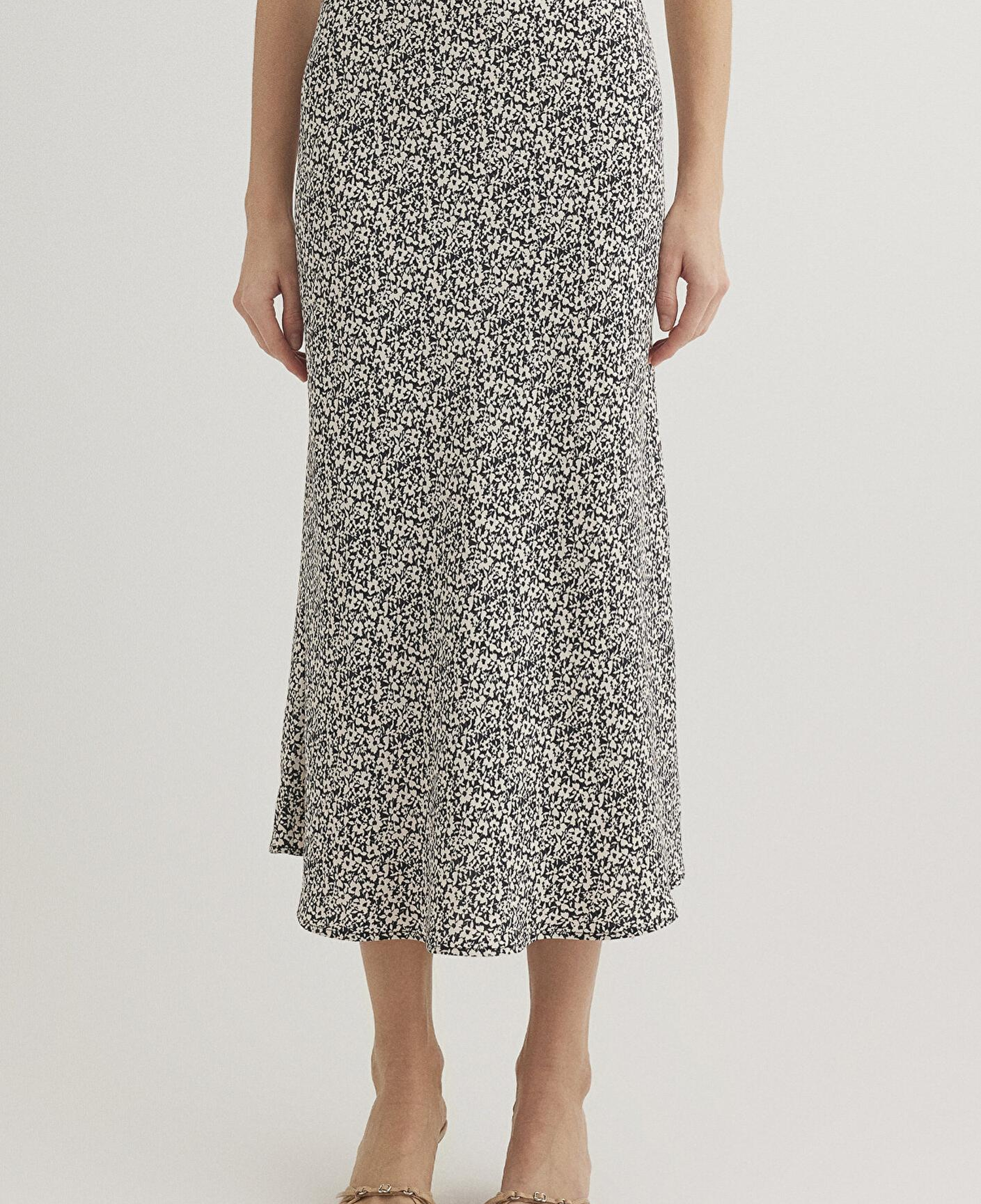 Mavi Baskılı Bej Midi Etek 1310583-89851