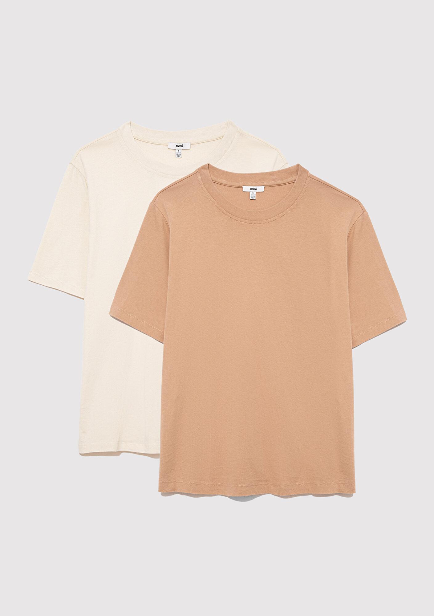 Mavi 2li Kadın Basic Tişört Regular Fit / Normal Kesim 1611366-70072