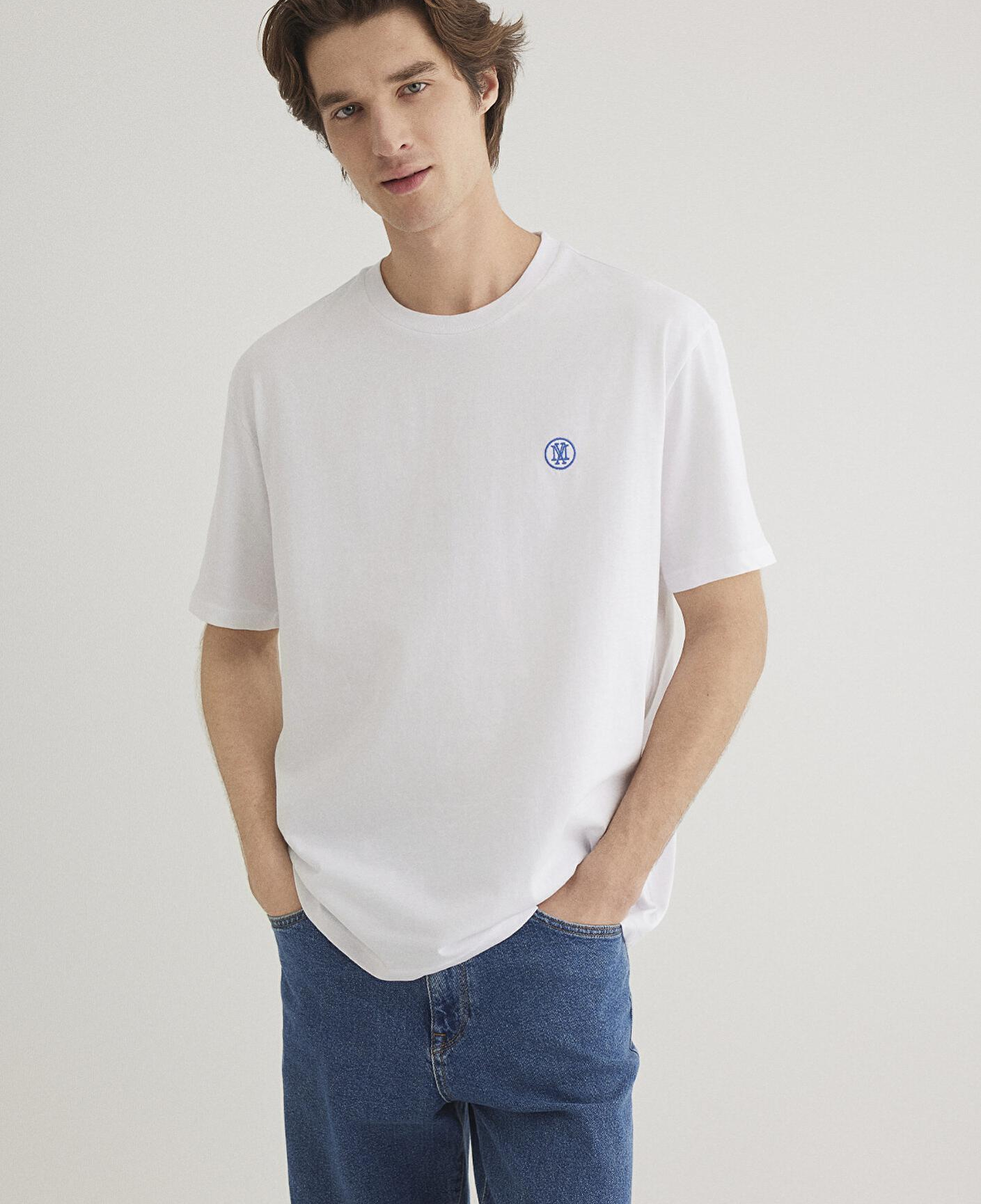 Mavi 2li Mavi Mühür Logo Nakışlı Erkek Tişört Loose Fit / Bol Rahat Kesim 0612545-620