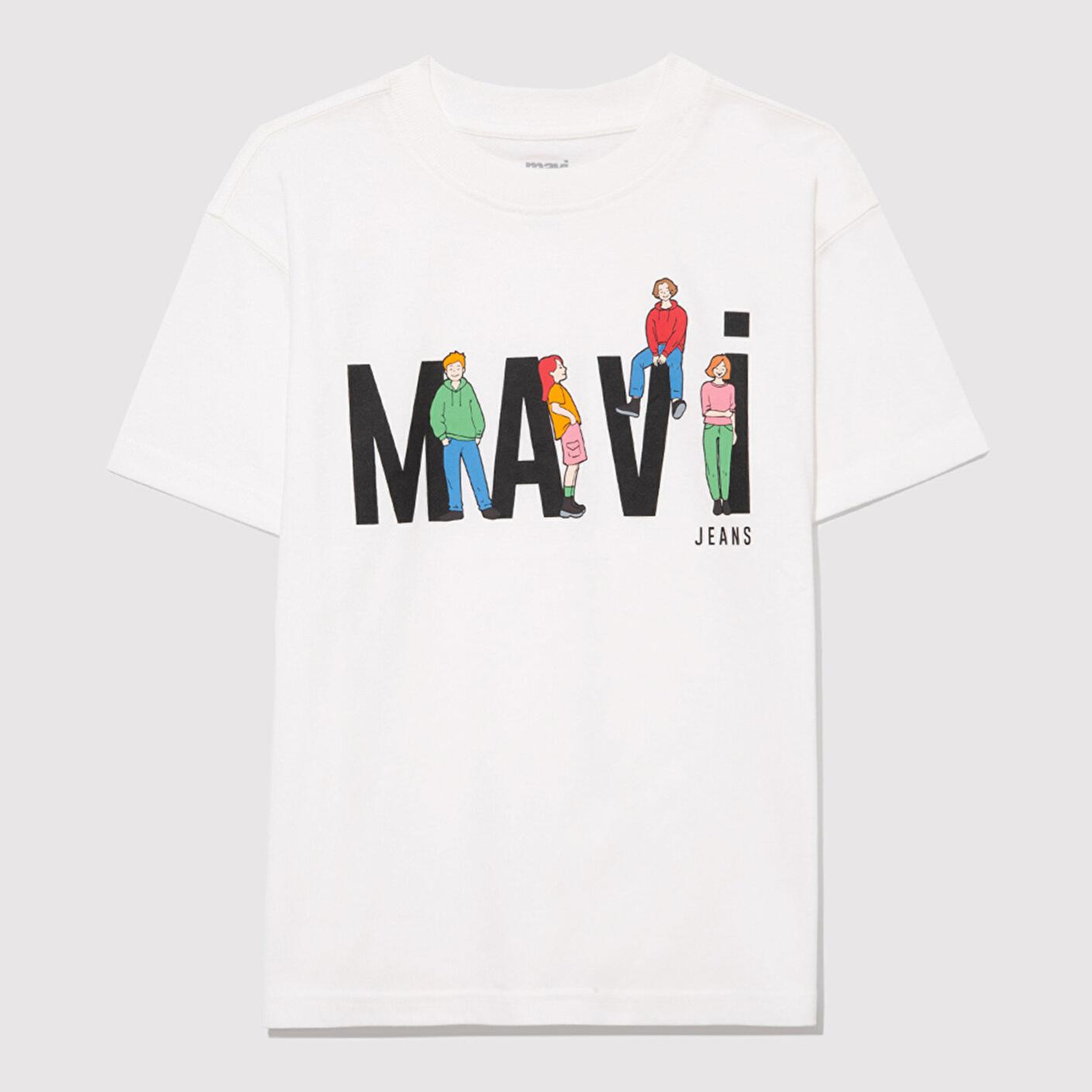 Mavi Mavi Baskılı Ekru Tişört Loose Fit / Bol Rahat Kesim 6610280-70057
