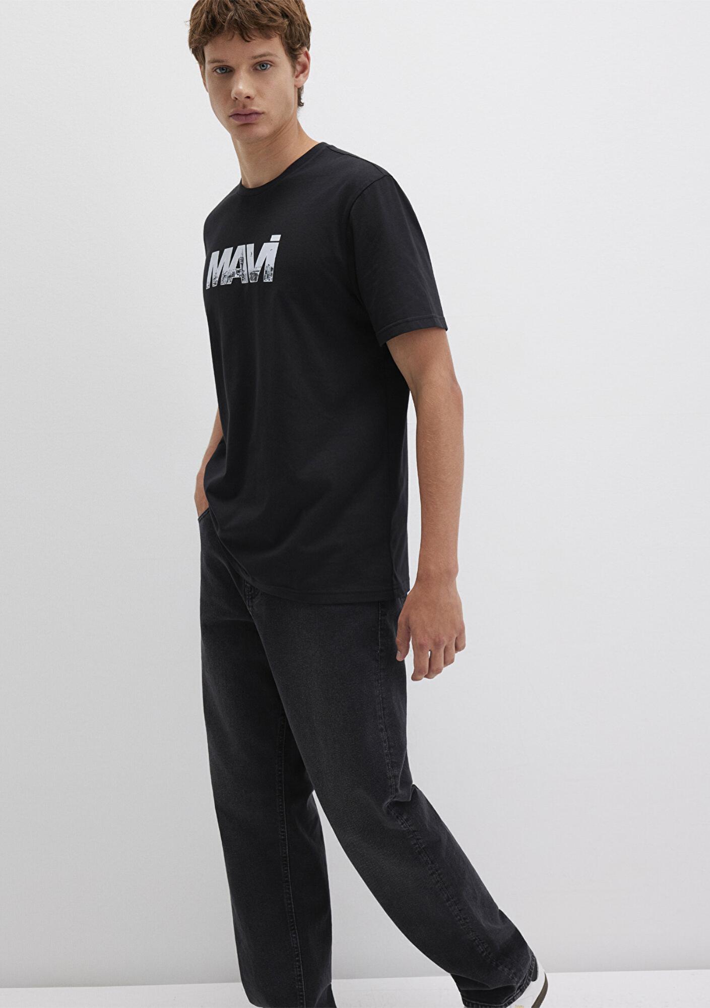 Mavi Mavi Logo Baskılı Siyah Tişört Regular Fit / Normal Kesim 0610948-900