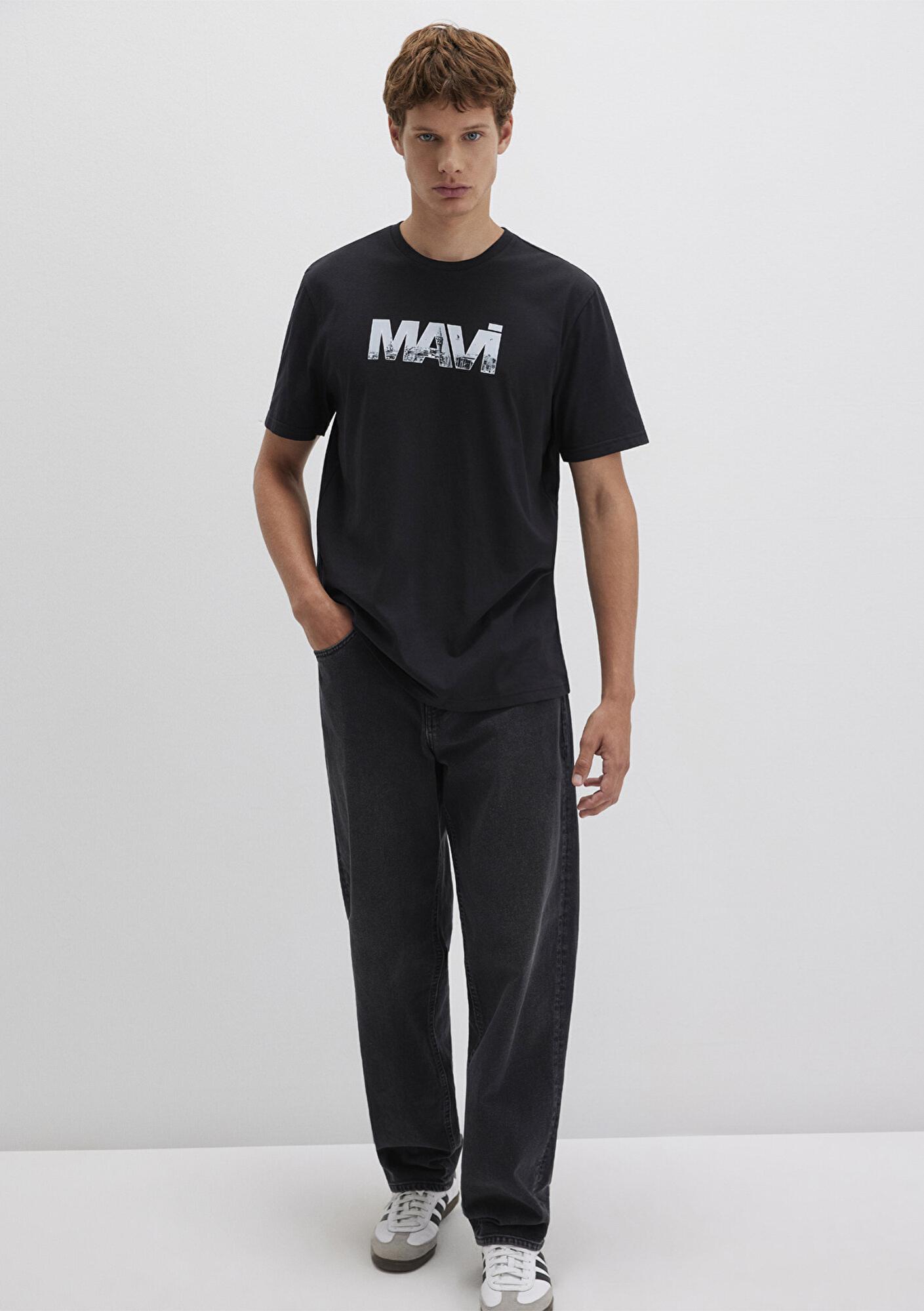 Mavi Mavi Logo Baskılı Siyah Tişört Regular Fit / Normal Kesim 0610948-900