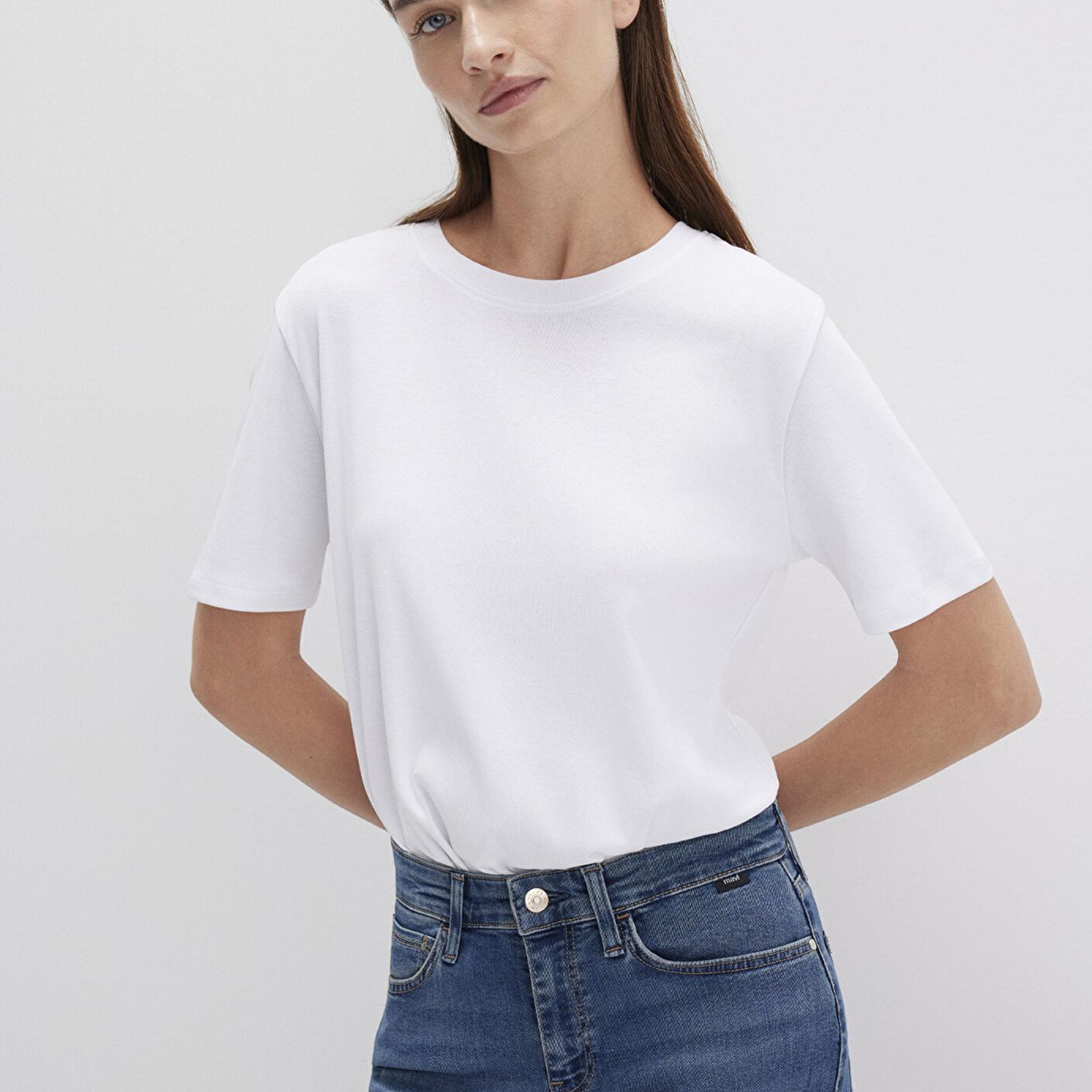 Mavi Beyaz Basic Tişört Semi Slim Fit / Yarı Dar Kesim 1612916-620