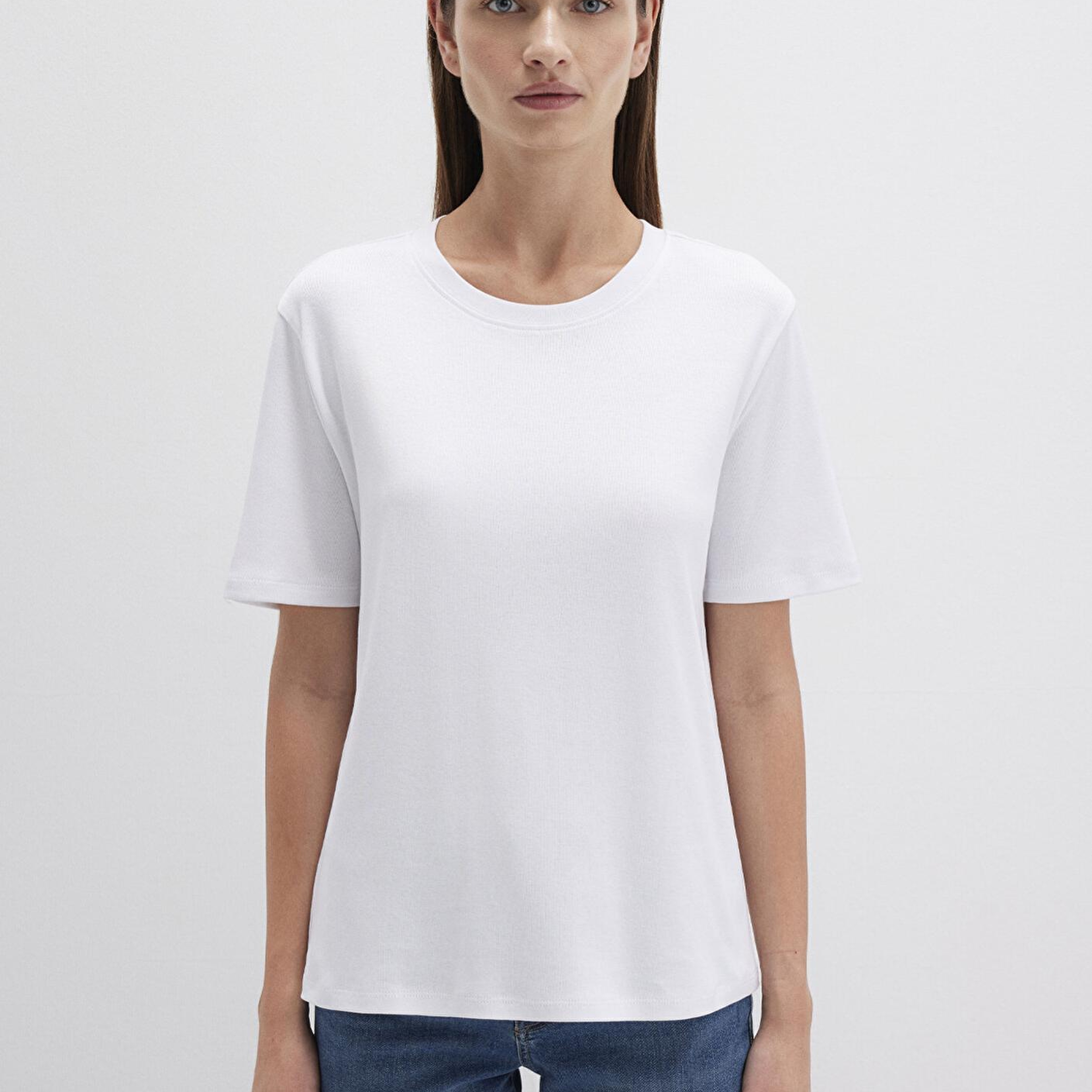 Mavi Beyaz Basic Tişört Semi Slim Fit / Yarı Dar Kesim 1612916-620