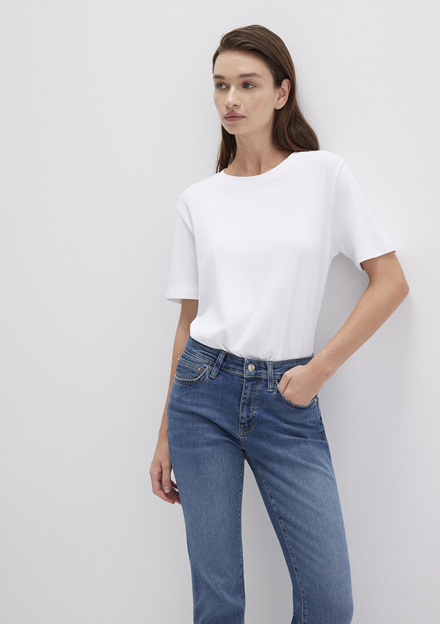 Mavi Beyaz Basic Tişört Semi Slim Fit / Yarı Dar Kesim 1612916-620