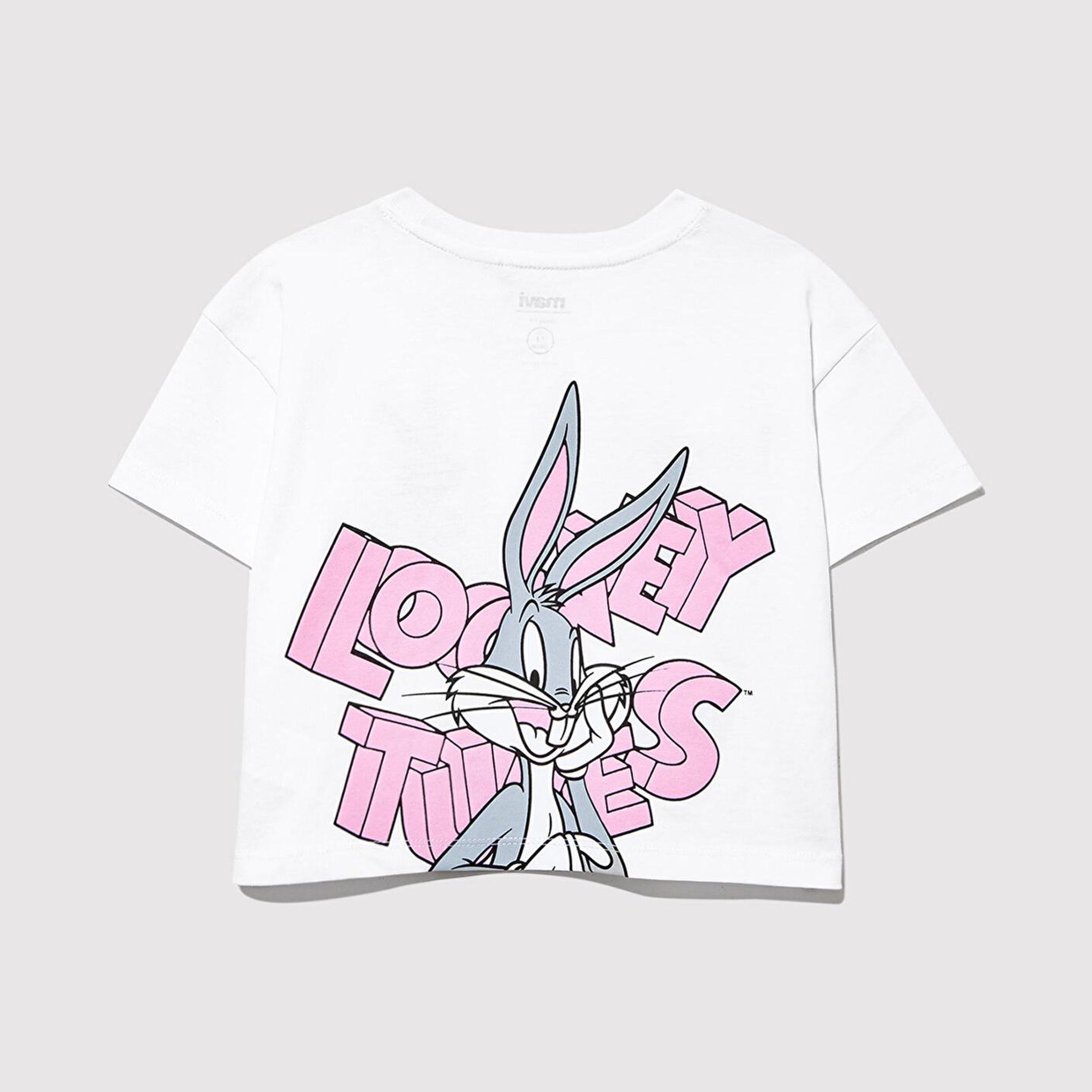 Mavi Bugs Bunny Baskılı Beyaz Tişört Loose Fit / Bol Rahat Kesim 7610304-620