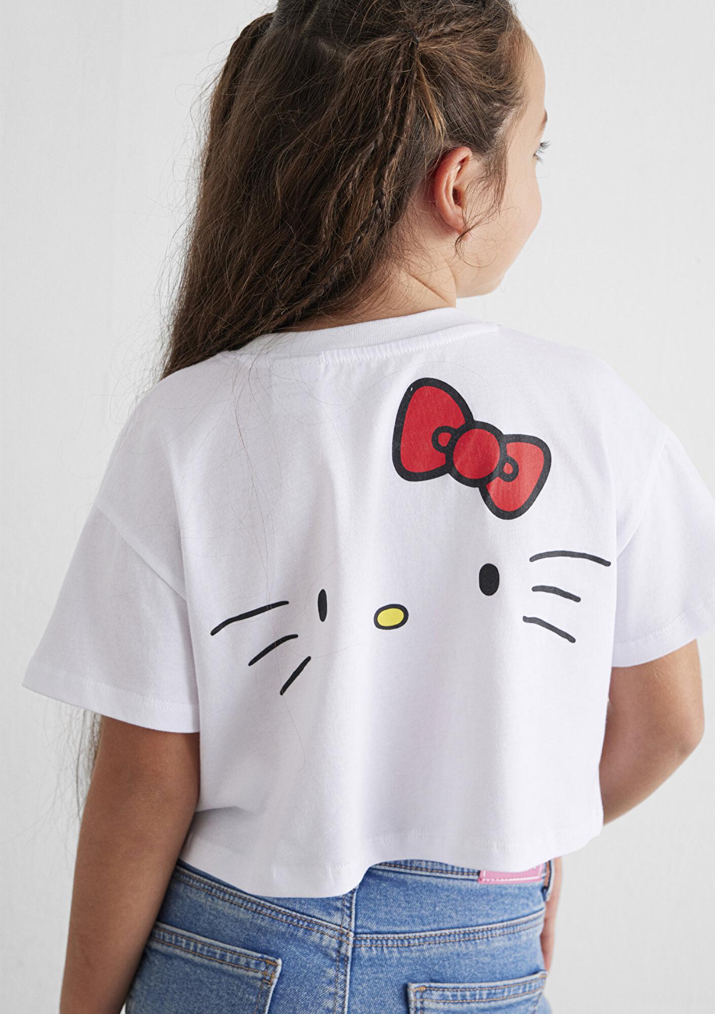 Mavi Hello Kitty Baskılı Beyaz Tişört Loose Fit / Bol Rahat Kesim 7610307-620