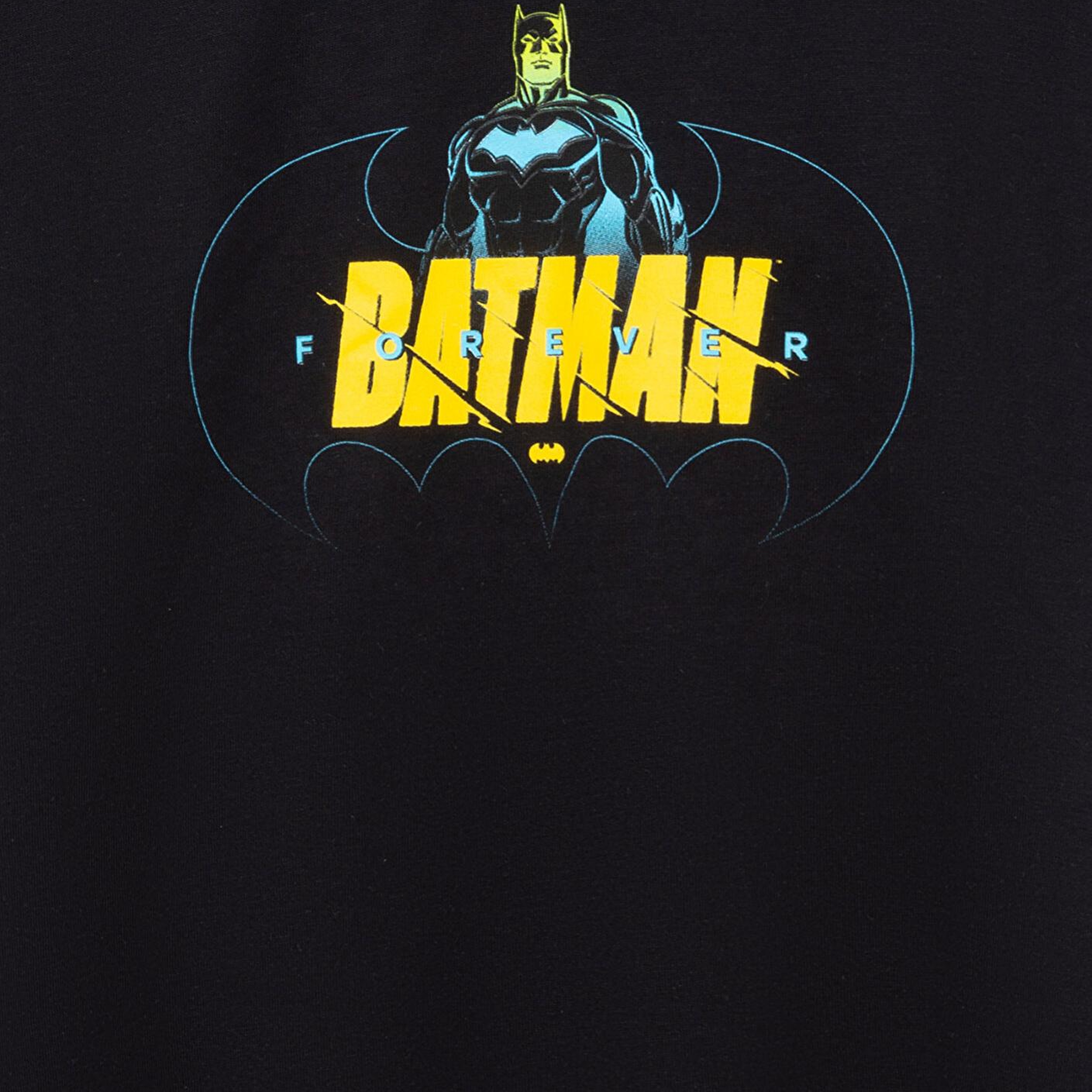 Mavi Batman Baskılı Siyah Tişört Loose Fit / Bol Rahat Kesim 6610294-900