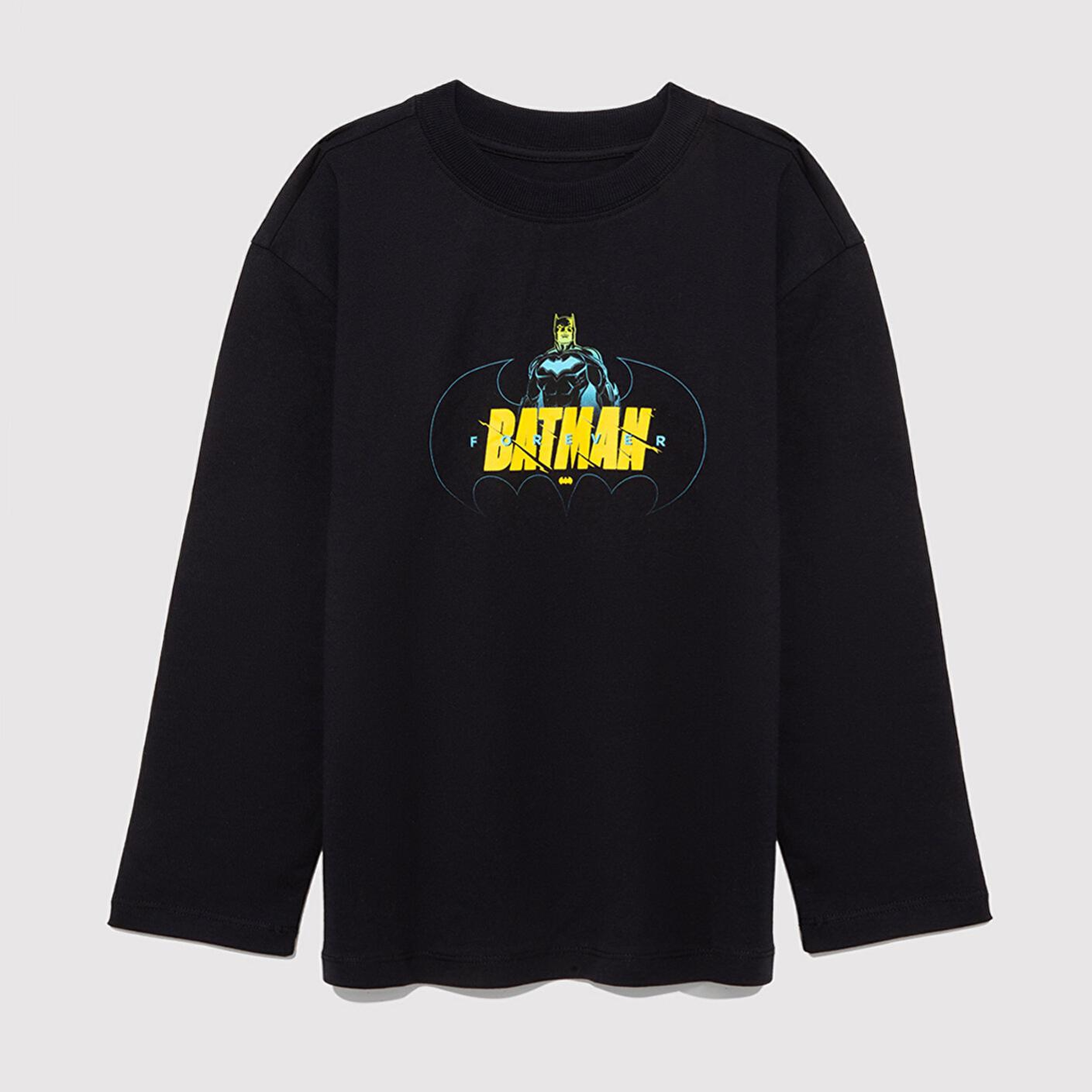 Mavi Batman Baskılı Siyah Tişört Loose Fit / Bol Rahat Kesim 6610294-900