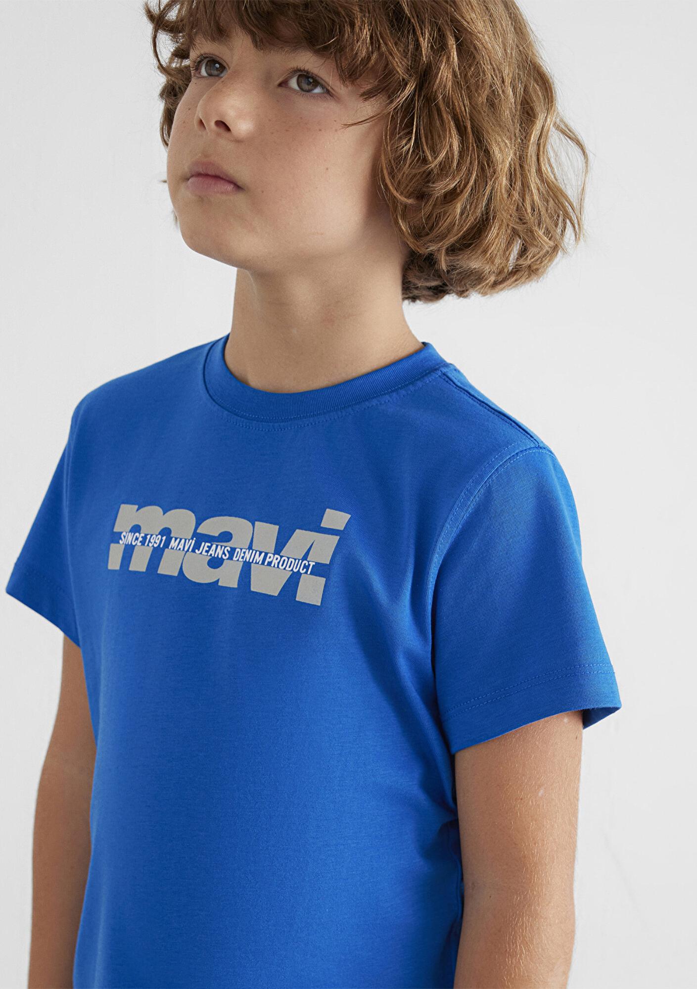 Mavi Mavi Logo Baskılı Mavi Tişört Regular Fit / Normal Kesim 6610286-82491