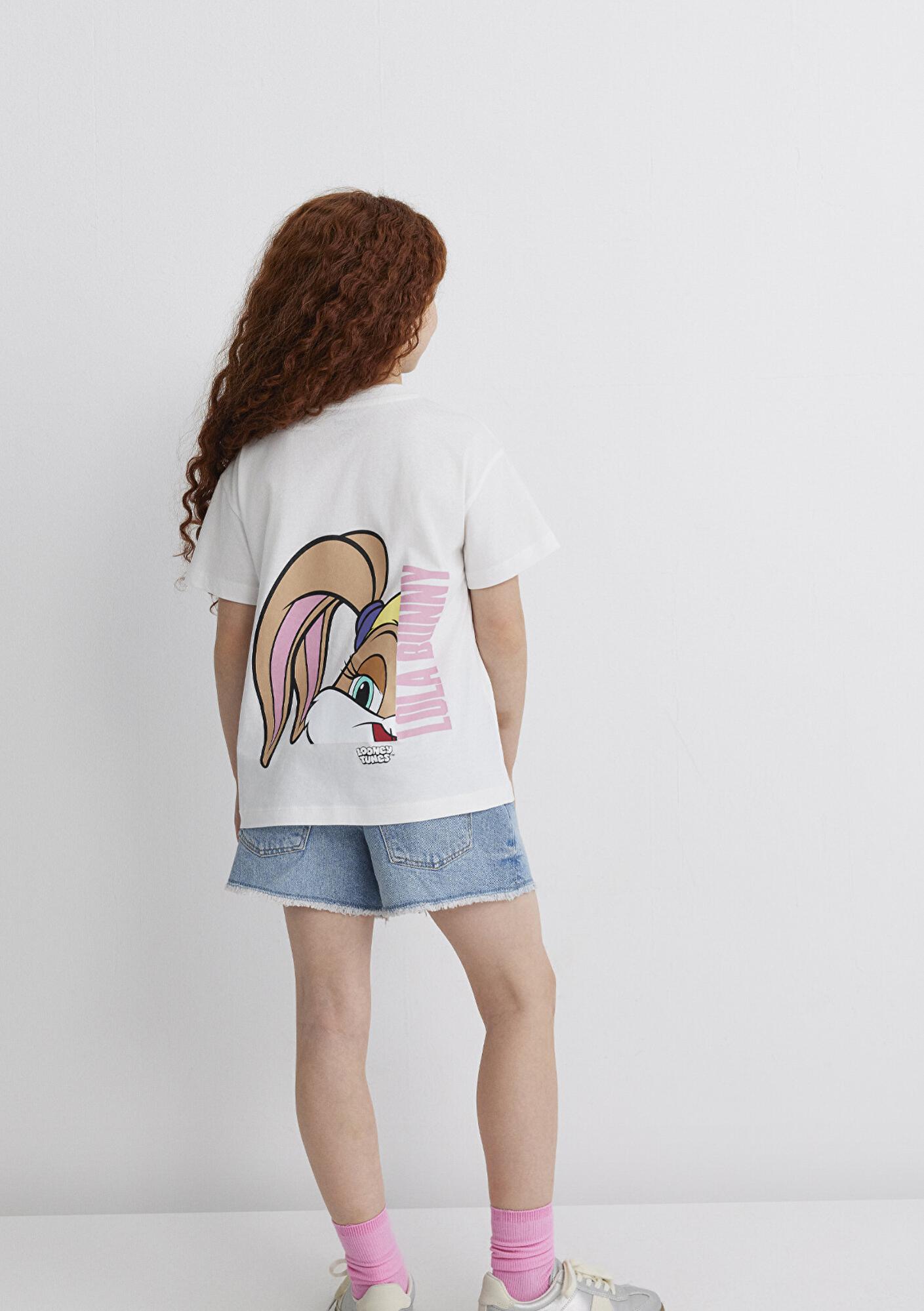 Mavi Lola Bunny Baskılı Ekru Tişört Loose Fit / Bol Rahat Kesim 7610289-70057