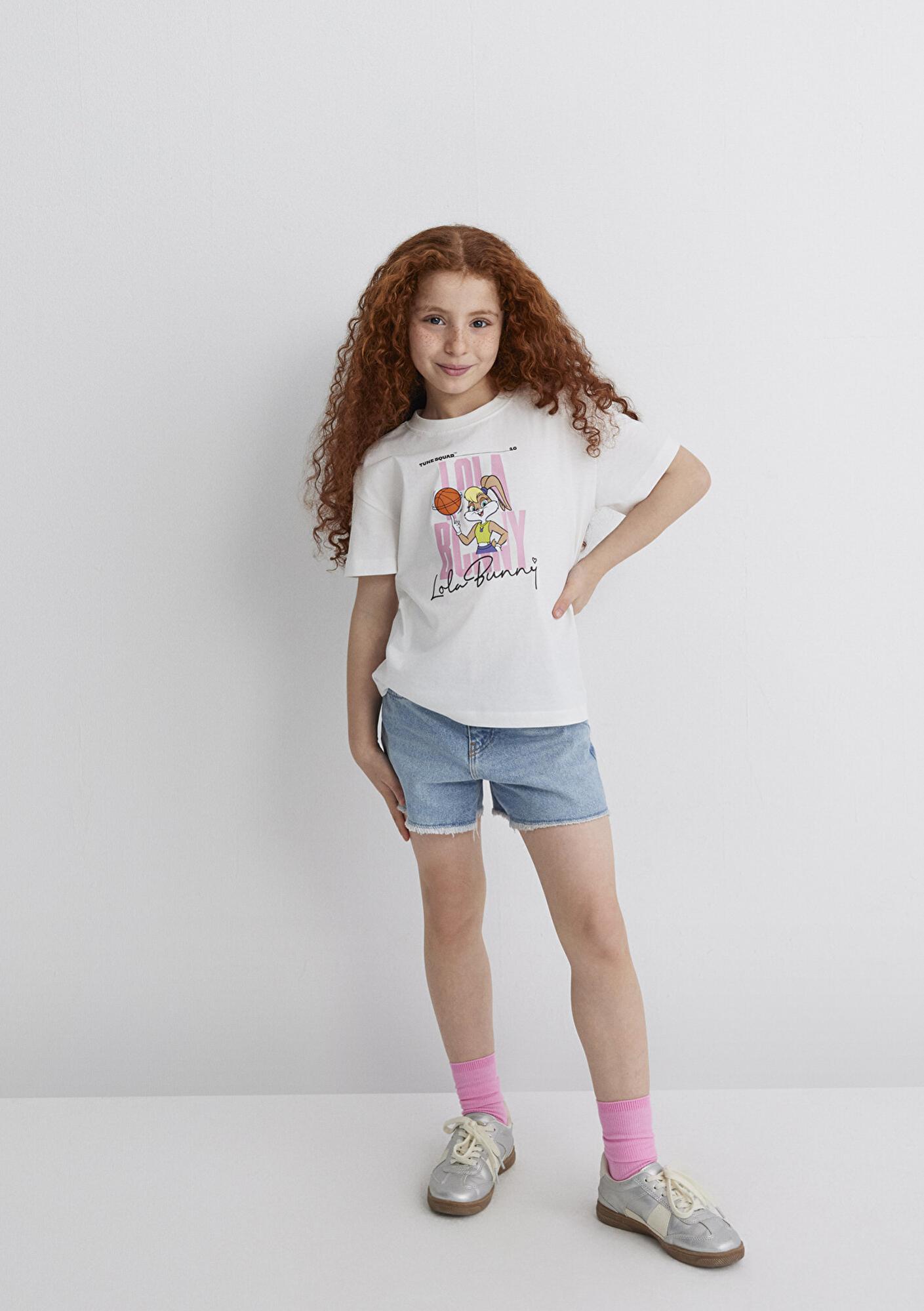 Mavi Lola Bunny Baskılı Ekru Tişört Loose Fit / Bol Rahat Kesim 7610289-70057