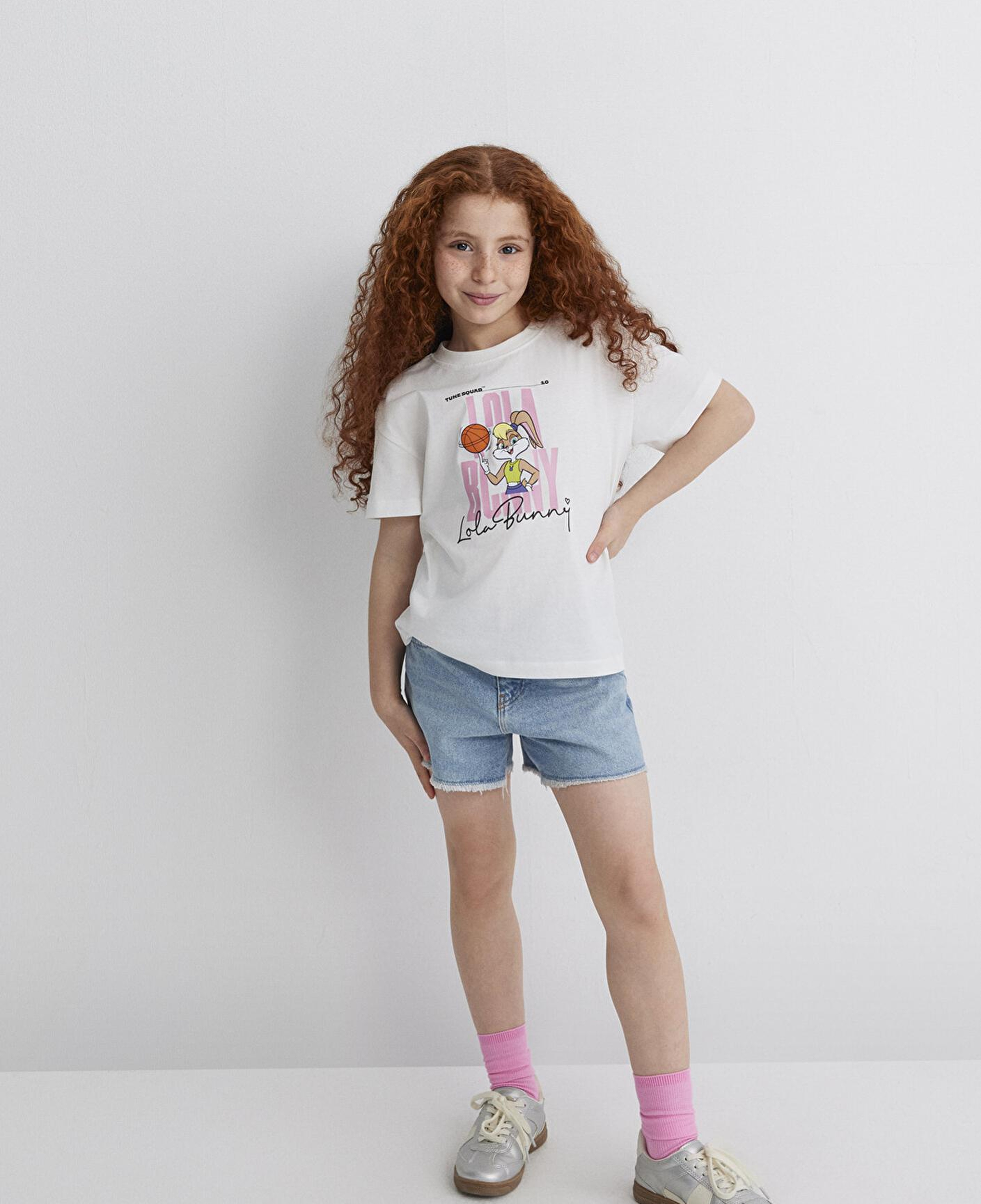 Mavi Lola Bunny Baskılı Ekru Tişört Loose Fit / Bol Rahat Kesim 7610289-70057