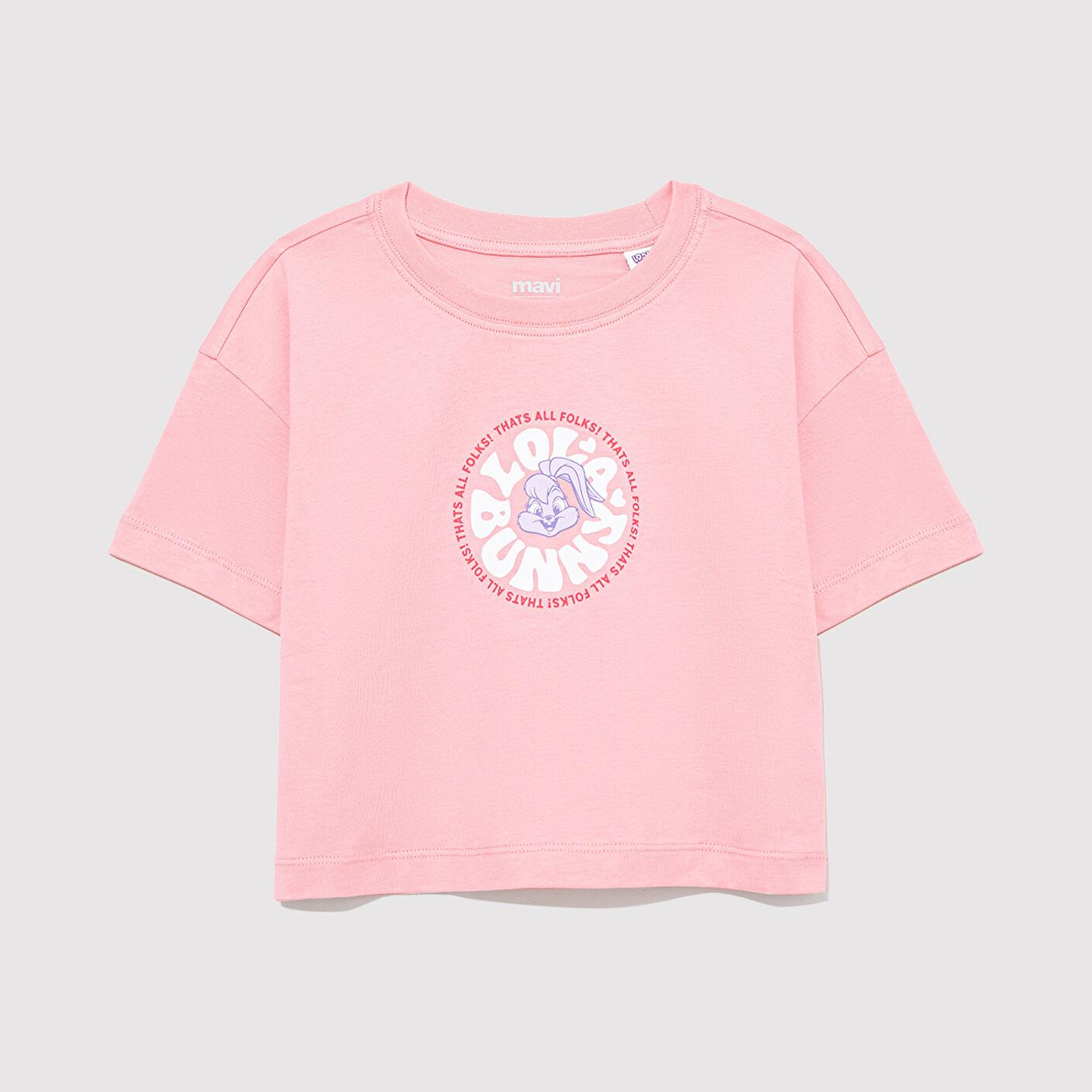 Mavi Lola Bunny Baskılı Pembe Tişört Loose Fit / Bol Rahat Kesim 7610290-71027