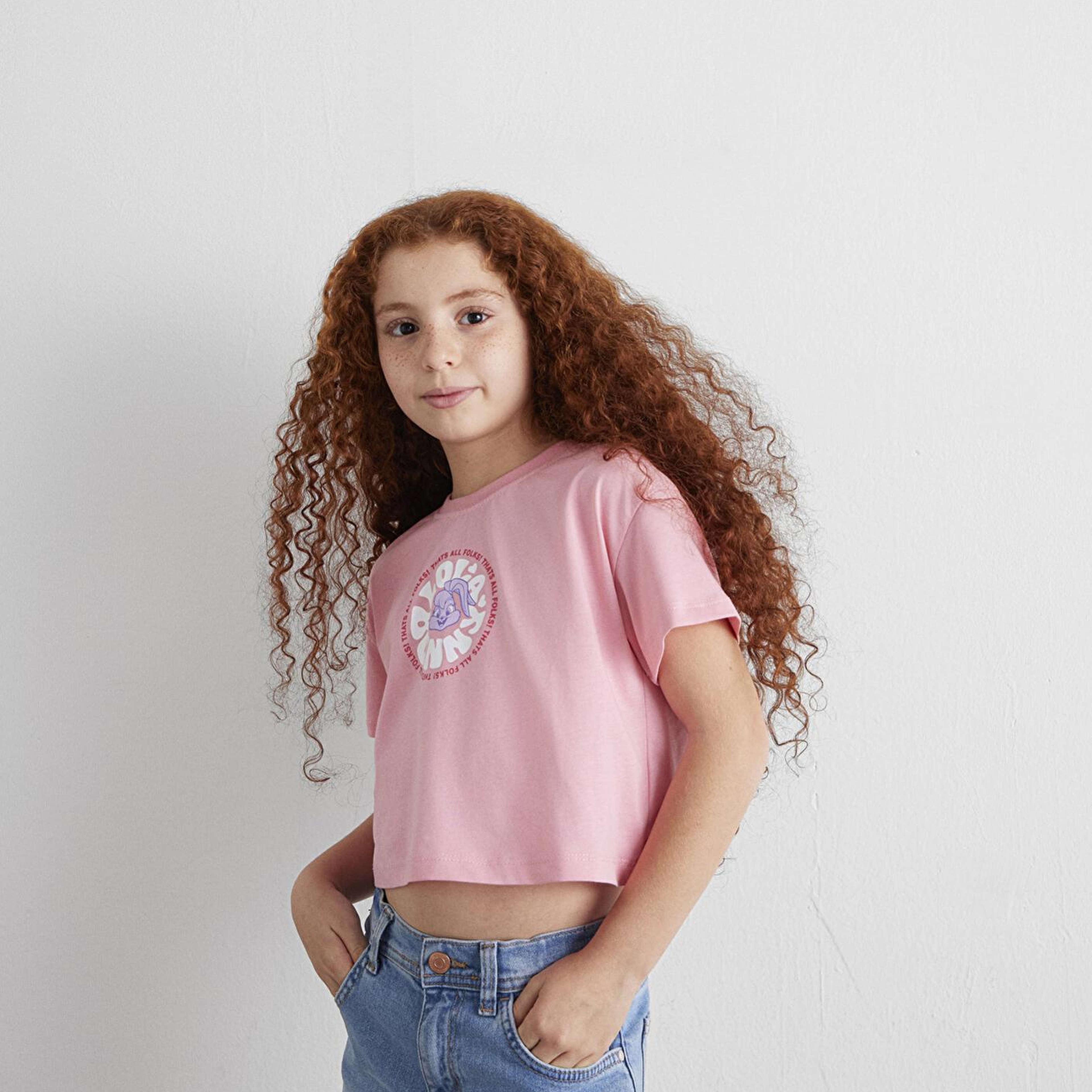 Mavi Lola Bunny Baskılı Pembe Tişört Loose Fit / Bol Rahat Kesim 7610290-71027