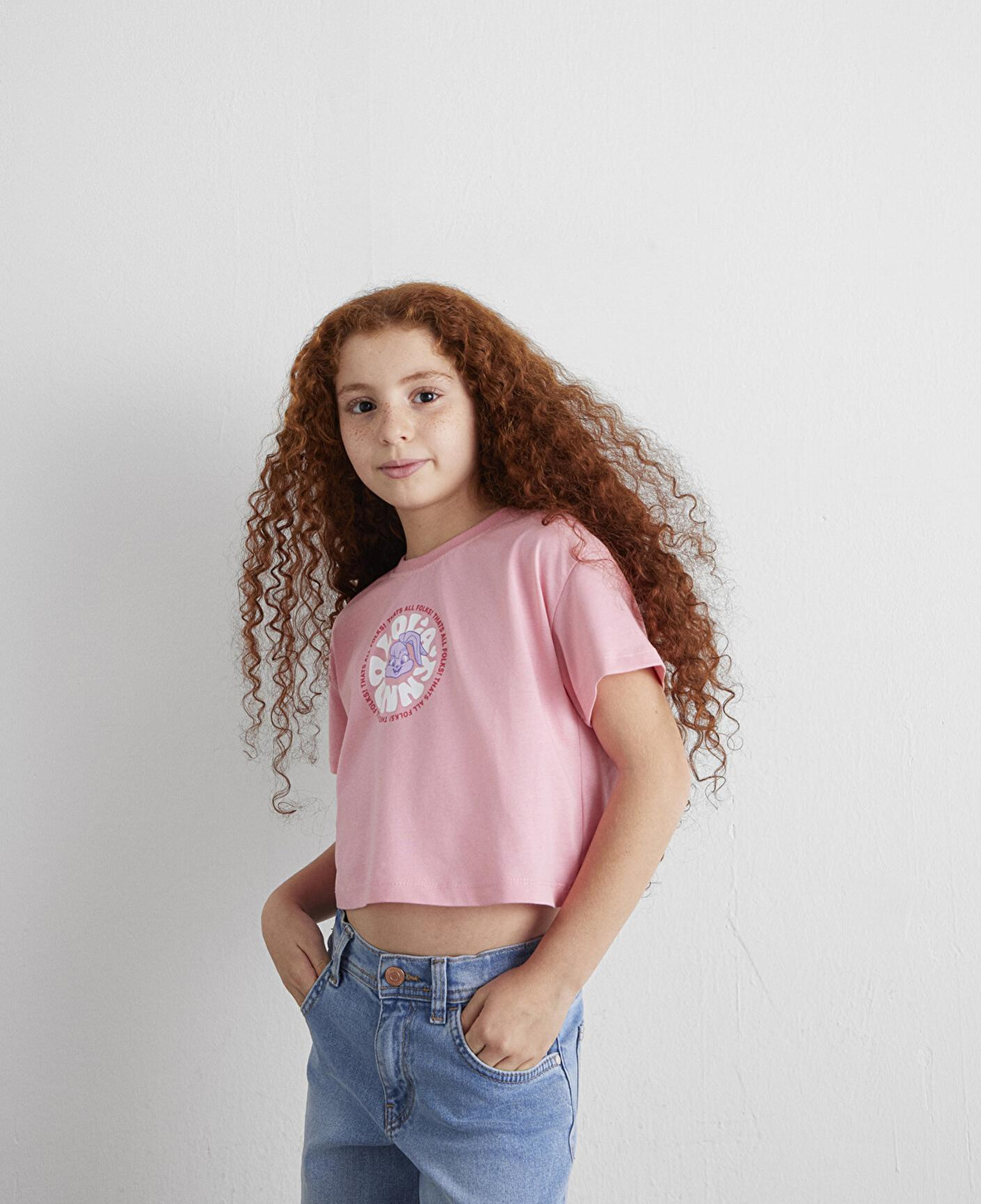 Mavi Lola Bunny Baskılı Pembe Tişört Loose Fit / Bol Rahat Kesim 7610290-71027