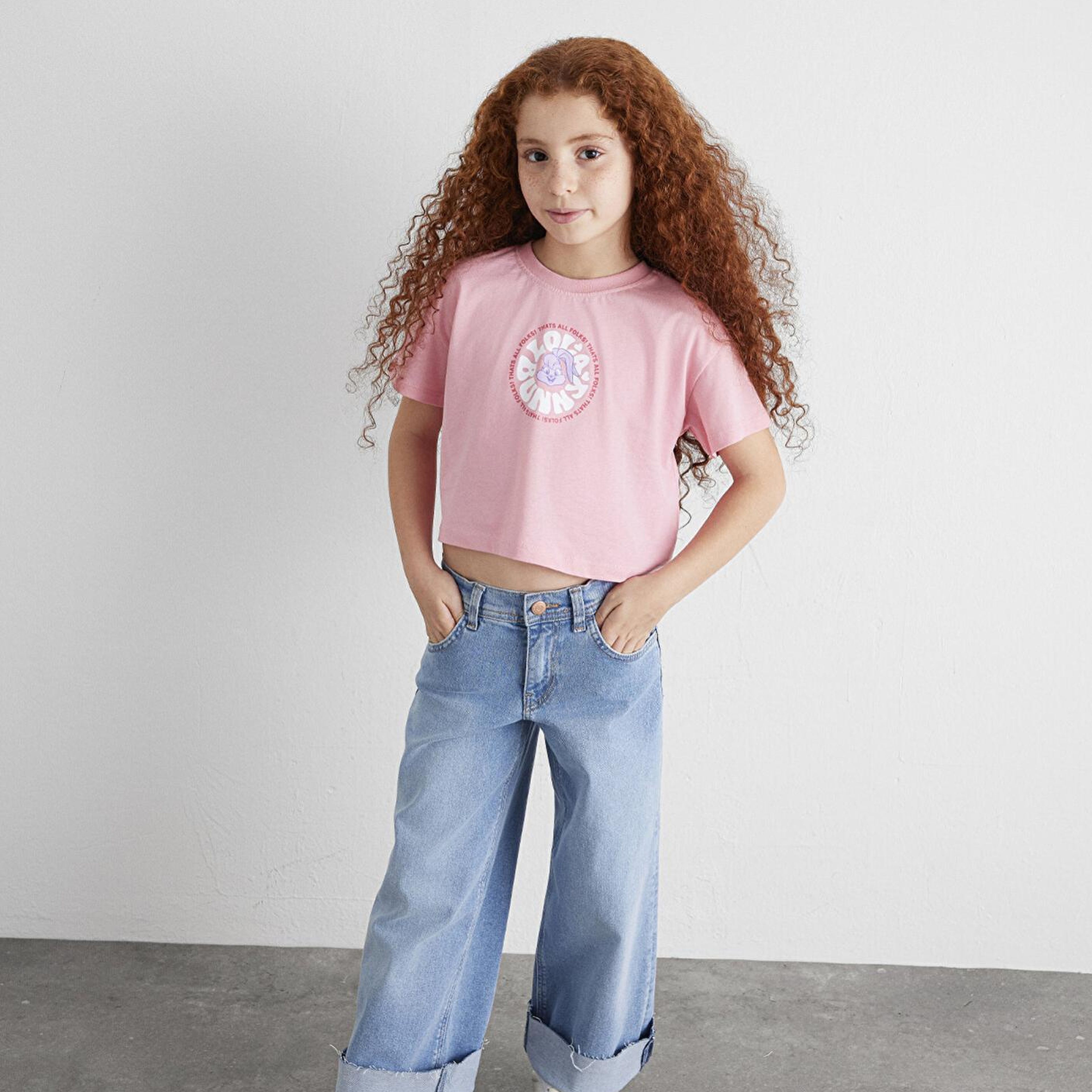 Mavi Lola Bunny Baskılı Pembe Tişört Loose Fit / Bol Rahat Kesim 7610290-71027