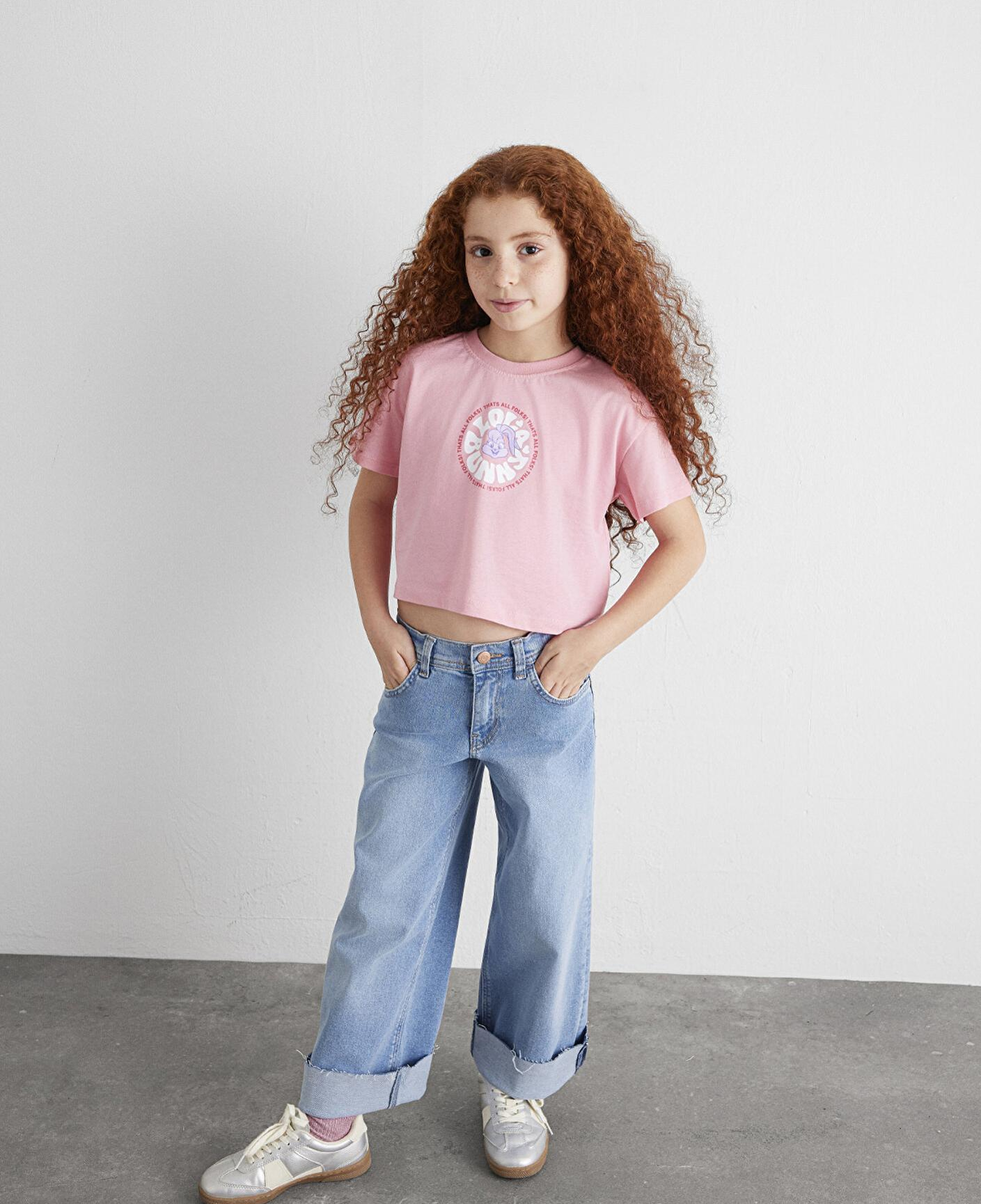 Mavi Lola Bunny Baskılı Pembe Tişört Loose Fit / Bol Rahat Kesim 7610290-71027