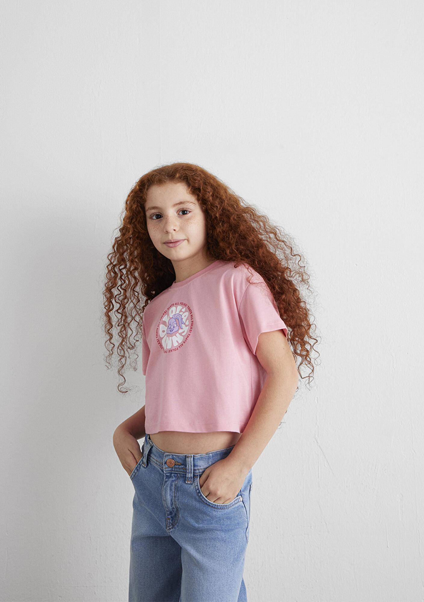 Mavi Lola Bunny Baskılı Pembe Tişört Loose Fit / Bol Rahat Kesim 7610290-71027