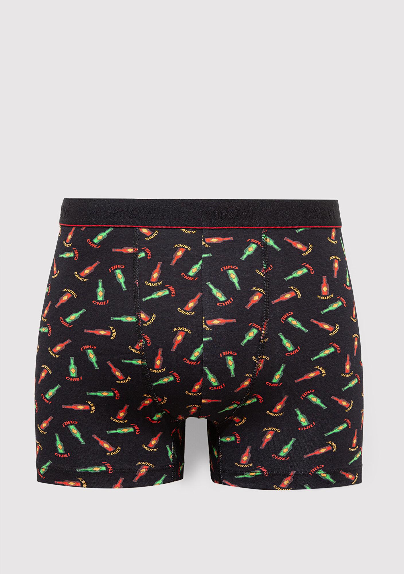 Mavi Baskılı Siyah Boxer 0911822-900