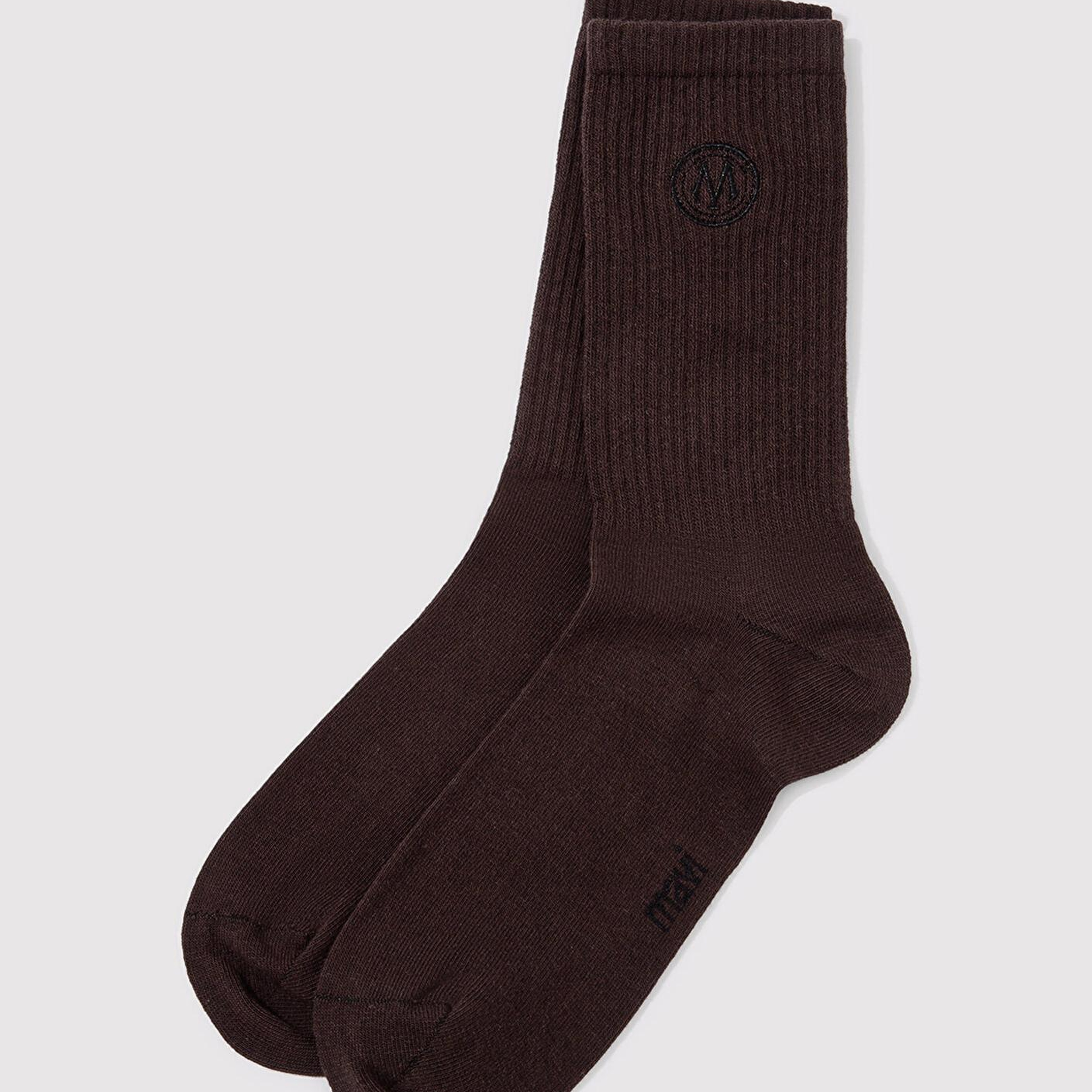 Mavi Mühür Logo Baskılı Kahverengi Soket Çorap 0911756-70246