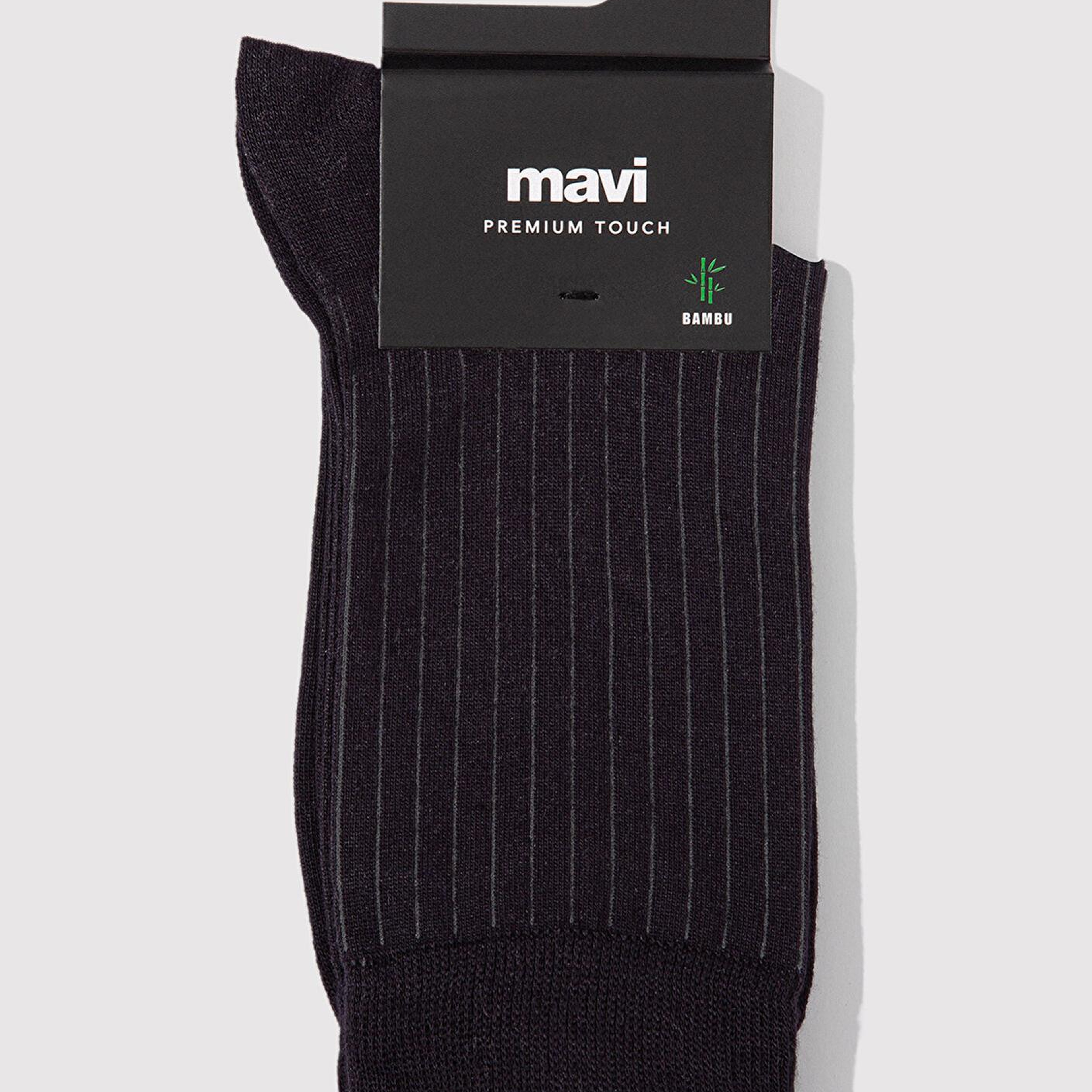 Mavi Çizgi Detaylı Siyah Soket Çorap 0911761-900