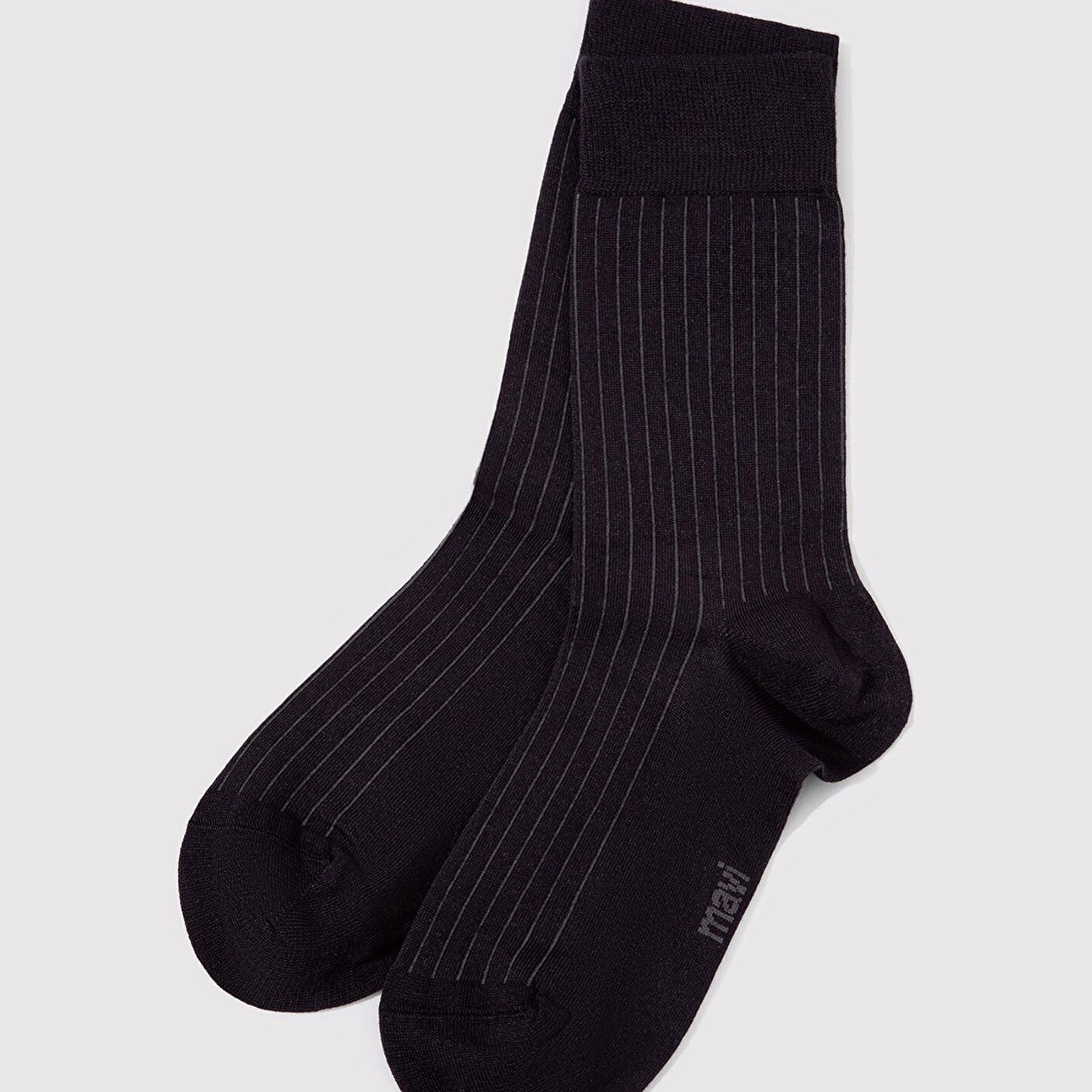 Mavi Çizgi Detaylı Siyah Soket Çorap 0911761-900