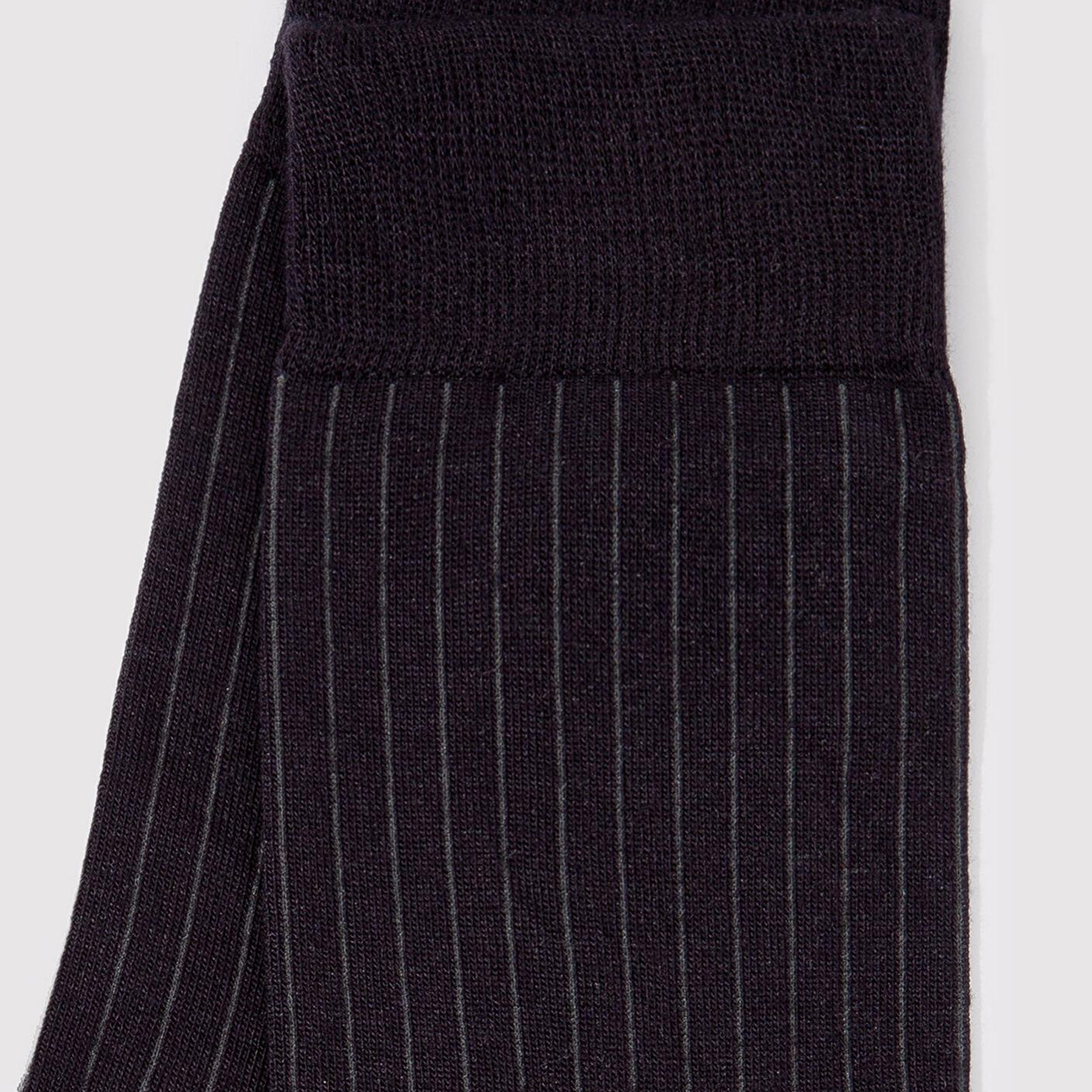 Mavi Çizgi Detaylı Siyah Soket Çorap 0911761-900